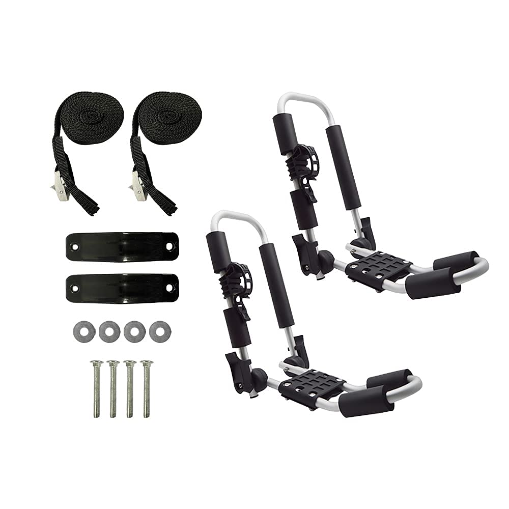 TMS Aluminum Folding Universal Roof Rack Carrier for Kayak, Canoe, Surfboard, Paddleboard & Ski - Heavy Duty Truck SUV Car Roof Crossbar Mount with Straps (One Side) | Perfect for Outdoor Adventures, Road Trips & Water Sports