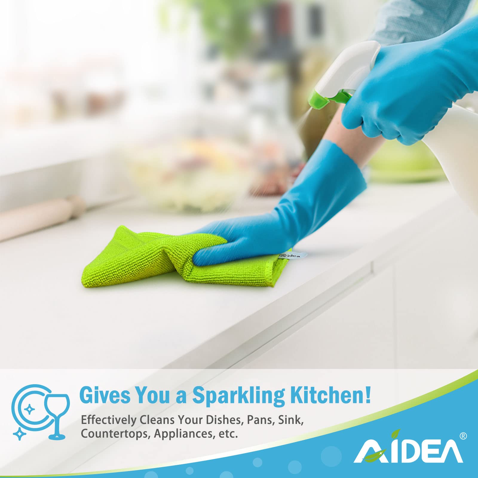 AIDEA 100-Pack Microfiber Cleaning Cloths - Super Absorbent, Lint-Free, Streak-Free Cleaning Towels (12x12 Inch) for House, Kitchen, Car, Windows & Electronics - Perfect for Dusting, Polishing & Glass Cleaning