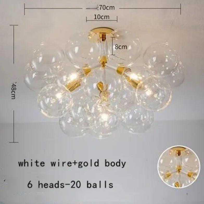 Elegant Transparent Glass Bubble Chandelier - Modern Artistic Lighting Fixture for Dining Room, Living Room & Bedroom Decor