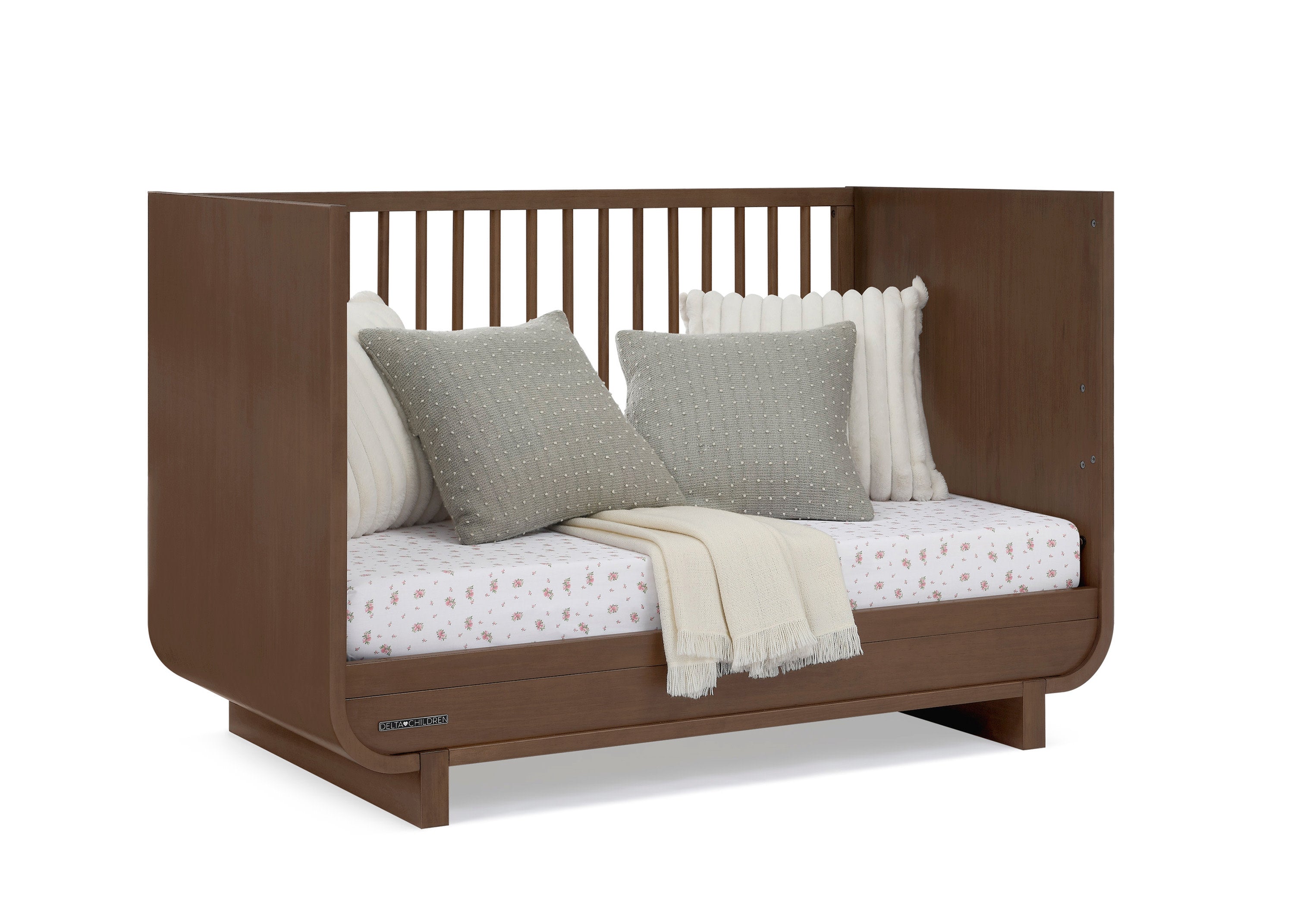 Rhodes 4-in-1 Convertible Baby Crib - White Wooden Nursery Bed with Toddler Rail & Daybed Conversion - Perfect for Newborn to Toddler Transition & Small Nursery Spaces