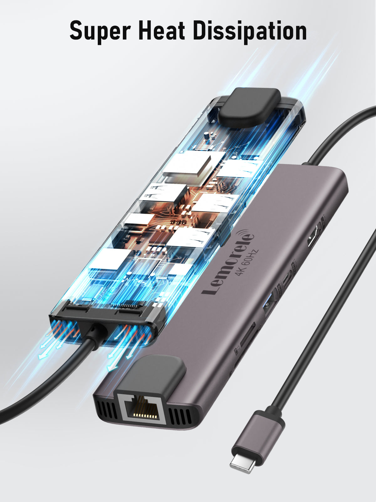 LEMORELE™ TC46 10-in-1 USB C Hub with 4K HDMI, USB 3.0, SD/TF Card Reader, PD Charging - Perfect for MacBook Pro/Air, Dell XPS, iPad Pro & More (Home Office, Travel, Gaming)
