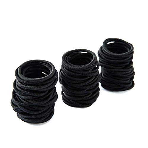 100 Pieces Black Elastic Hair Ties - No Metal Hair Bands for Women & Girls - Soft Ponytail Holders for Thick, Curly & Straight Hair (4mm) - Perfect for School, Workout, Yoga & Daily Styling