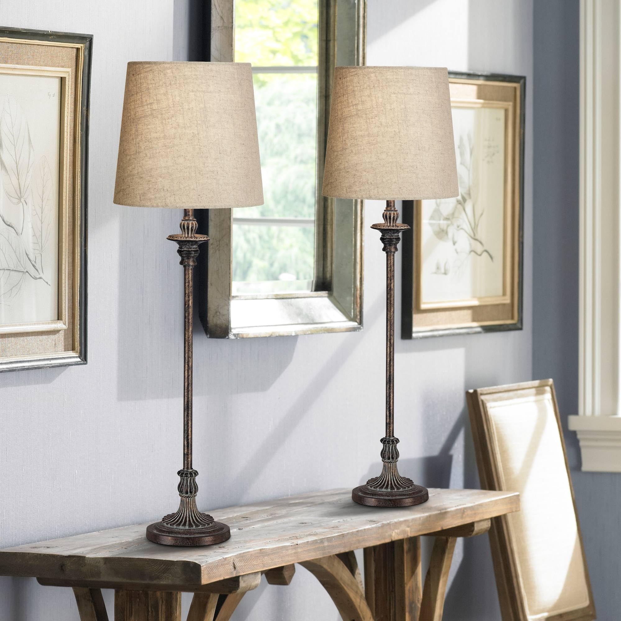 Regency Hill Bentley Traditional French Country Style Buffet Table Lamps - Set of 2, 31.5