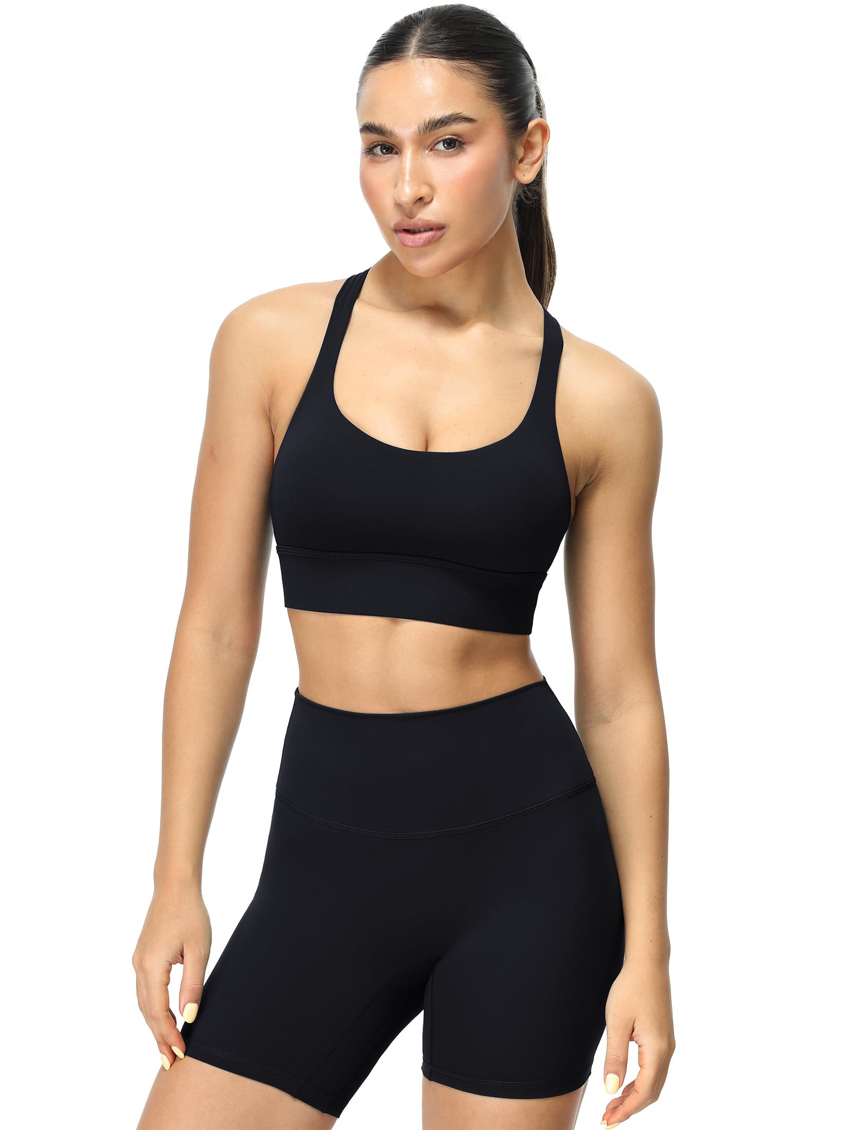Icyzone Women's Sports Bras - Padded Workout Yoga Tops with Strappy Design | Activewear for Running, Gym & Yoga