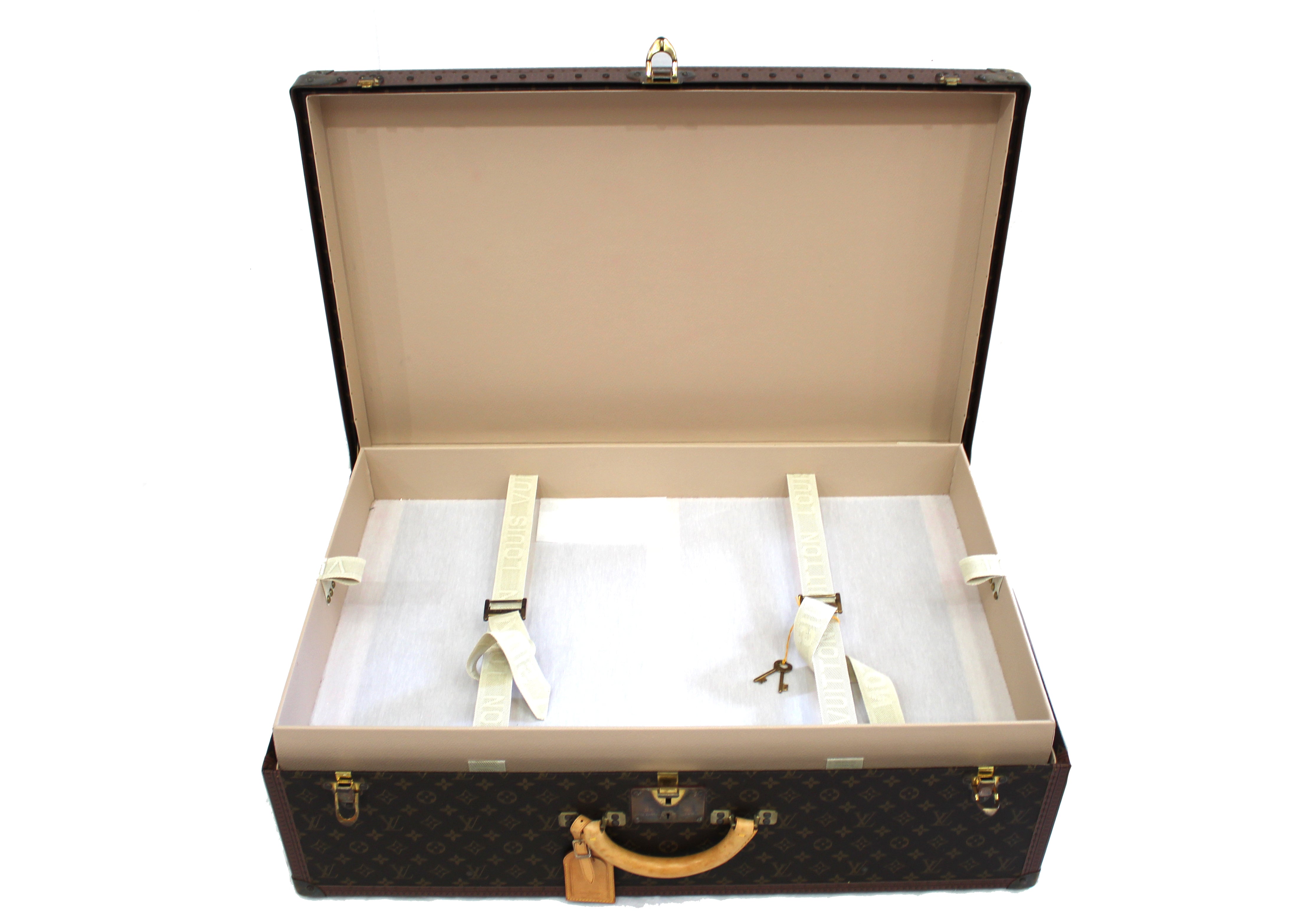 Authentic Louis Vuitton Monogram Alzer 80 Vintage Trunk Hard Case Suitcase - Luxury Travel Luggage for Business Trips & Special Occasions