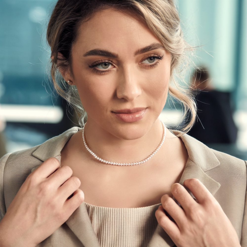 AAA Freshwater Pearl Strand Necklace - 3.5-4mm Pearls, 17 Inch Length - Elegant Jewelry for Women, Perfect for Weddings, Parties & Special Occasions