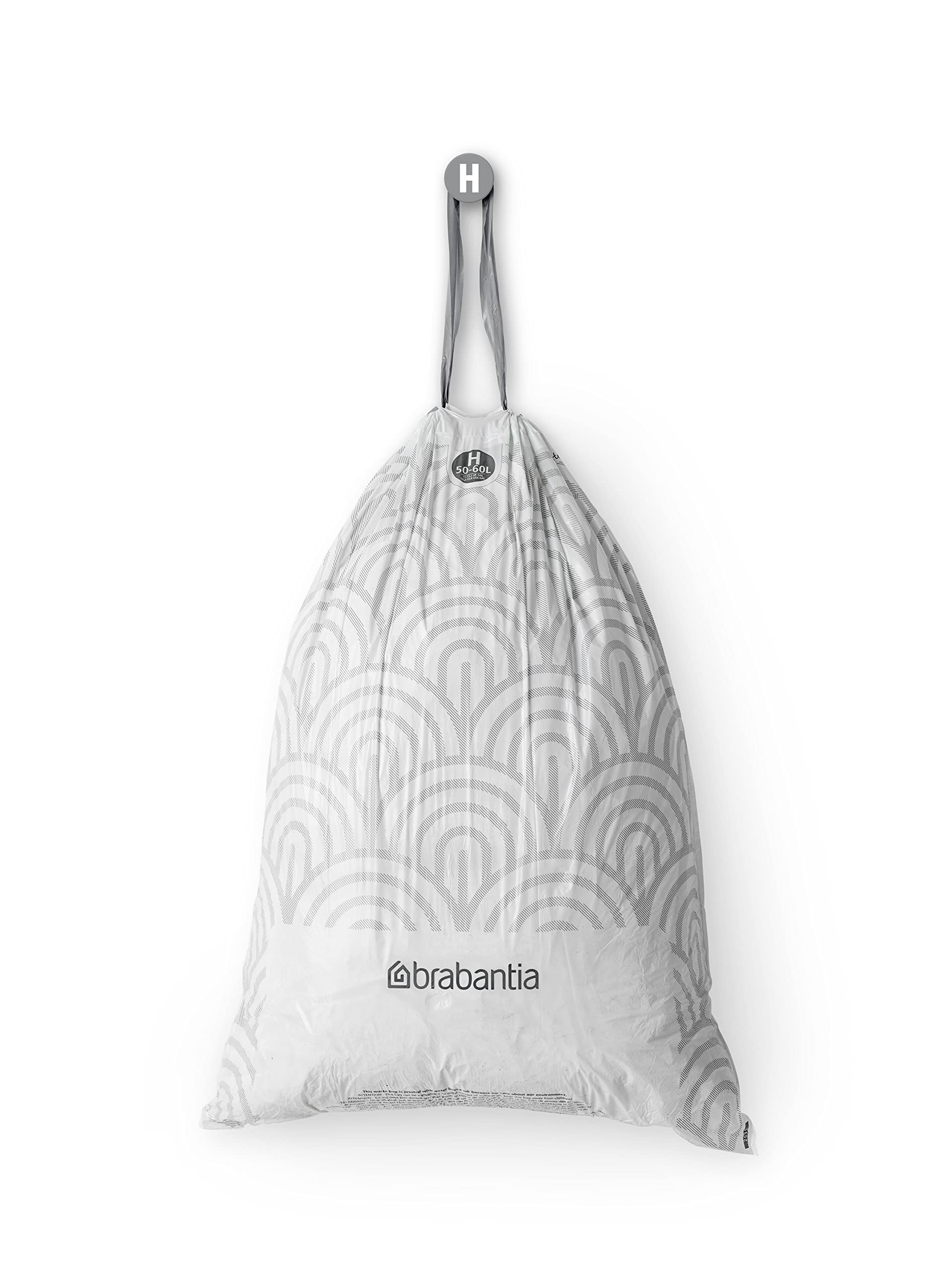 Brabantia PerfectFit Drawstring Trash Bags - 13.2-16 Gallon Heavy Duty Kitchen Garbage Bags (120 Count) - Leakproof & Odor Control for Home, Office & Outdoor Use