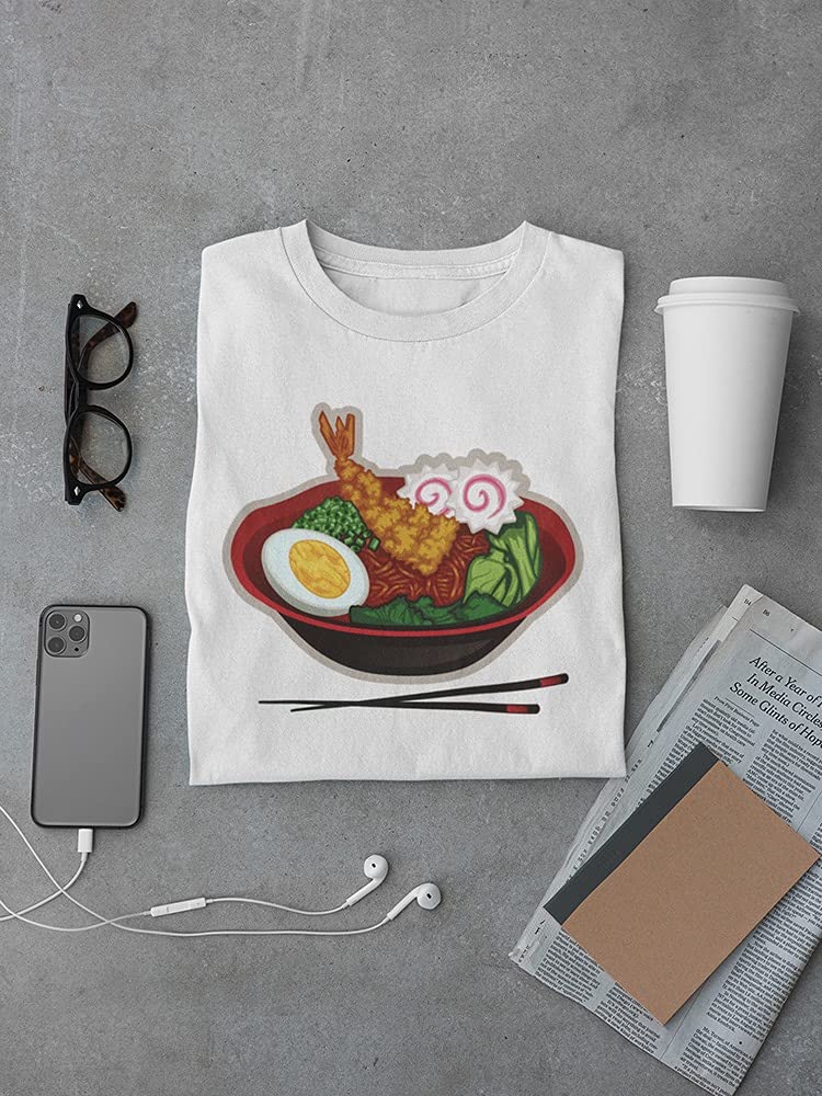 Smartprints Ramen Noodle Bowl Graphic T-Shirt for Men - Funny Food Lover Tee for Casual Wear & Anime Fans
