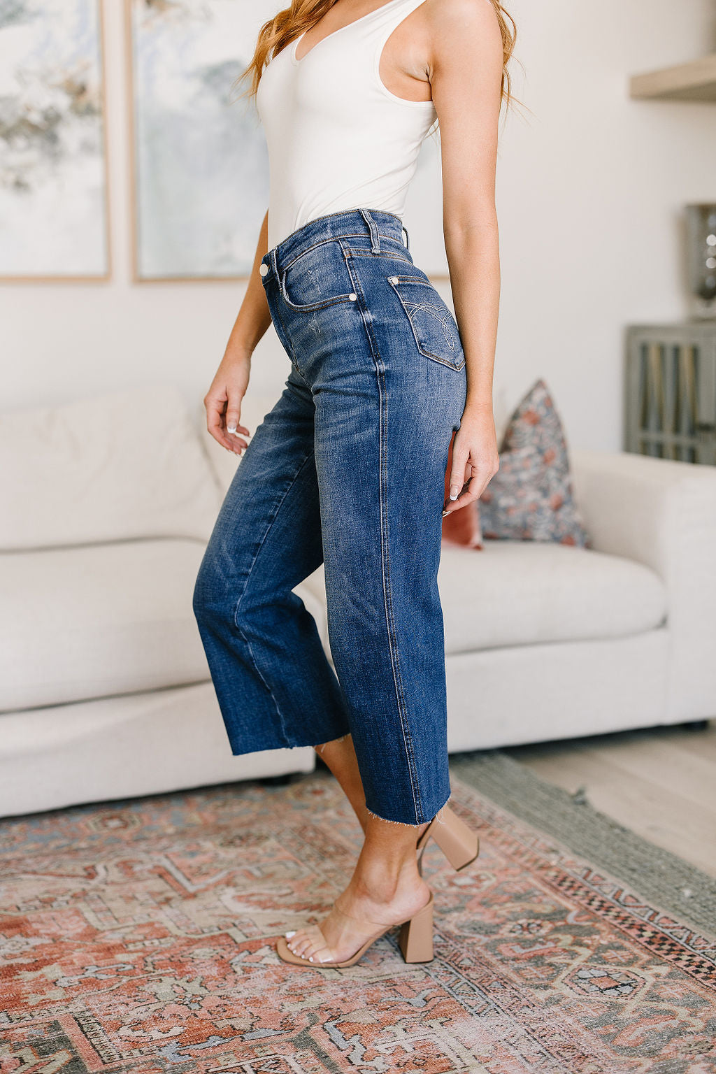 Hayes High Rise Wide Leg Crop Jeans for Women - Comfortable Stretch Denim Pants for Casual Outfits, Workwear & Street Style Fashion