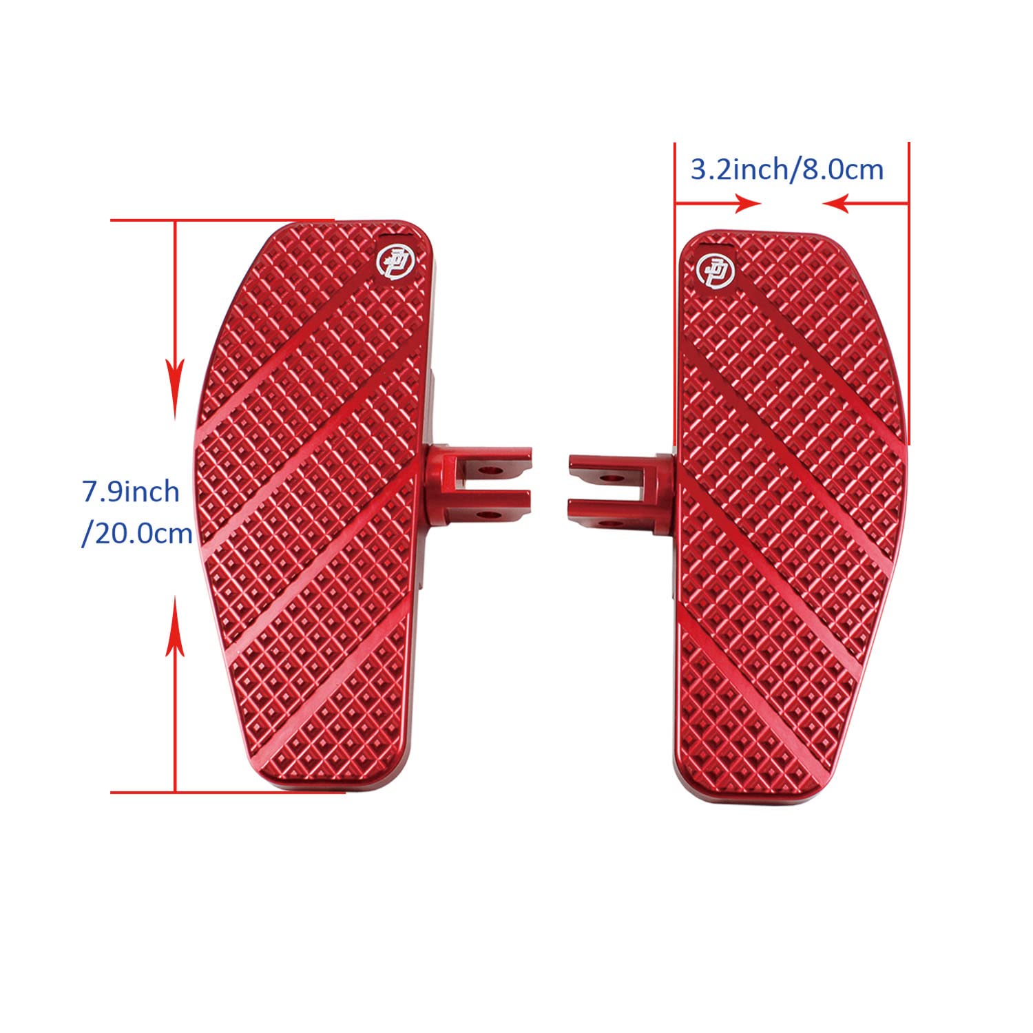 POWERJAMES 8 Inch Mini Foot Pedal Floorboard for Harley Davidson 2018+ FX Street Bob, Breakout, Low Rider Softail Standard - Red - Motorcycle Foot Rest for Comfortable Riding & Custom Bike Accessories