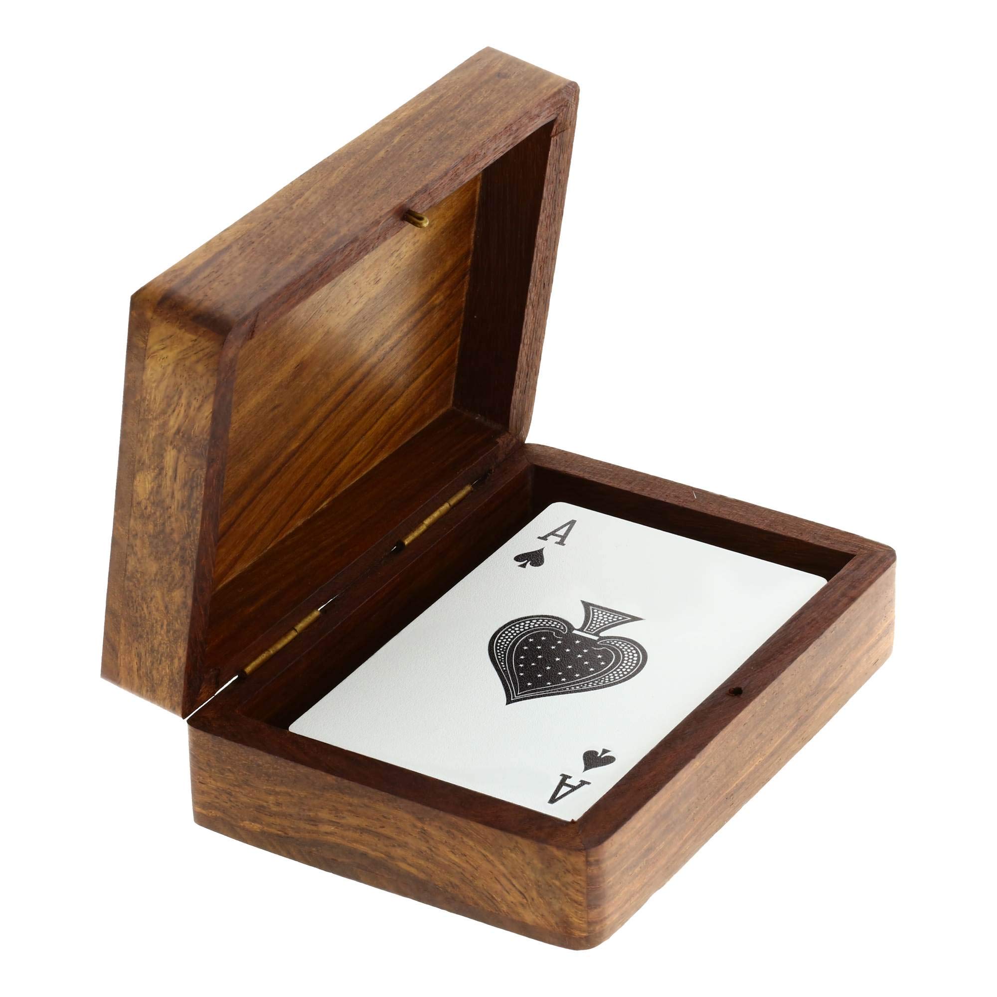 Handmade Wooden Playing Card Storage Box - Artisan Poker Set Holder, Toy & Kitchen Organizer by ShalinIndia | Perfect for Collectibles, Jewelry, Puzzle Storage & Home Decor - Great Gift for Game Nights & Treasure Hunts