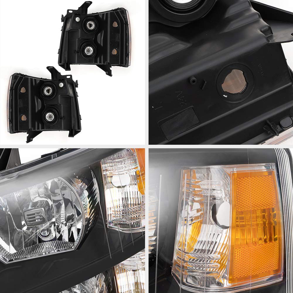 4Pcs Black Headlight Set for Chevy Silverado 1500/2500/3500 - Fog Lights Included, Perfect for Night Driving