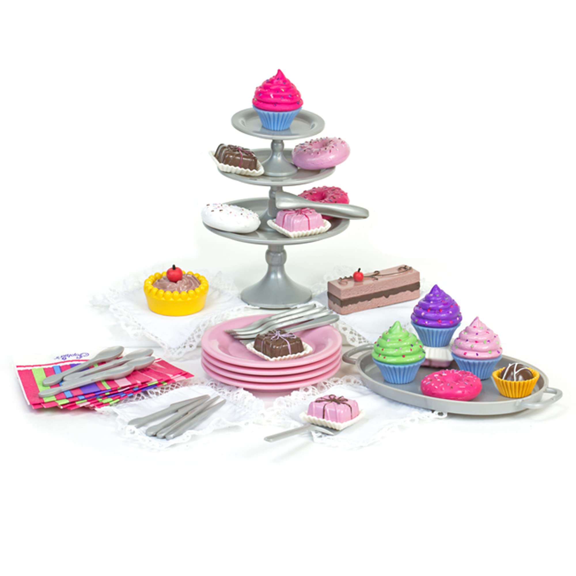 Sophia's 18-Inch Doll 39-Piece Realistic Dessert Playset with Display Trays & Service for Four - Perfect for Tea Parties, Birthday Gifts & Pretend Play