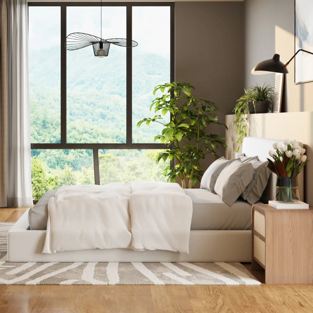 Ultra Bed Set: Sturdy White Bed Frame with Headboard - Perfect for Modern Bedrooms & Guest Rooms
