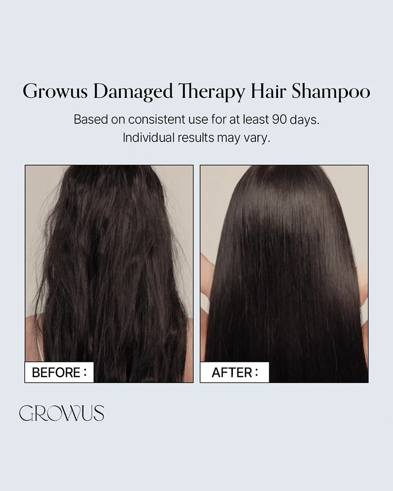 GROWUS Damage Therapy Shampoo for Hair Repair - Sulfate-Free Moisturizing Shampoo for Dry, Damaged Hair - Perfect for Daily Use & Salon-Quality Results at Home
