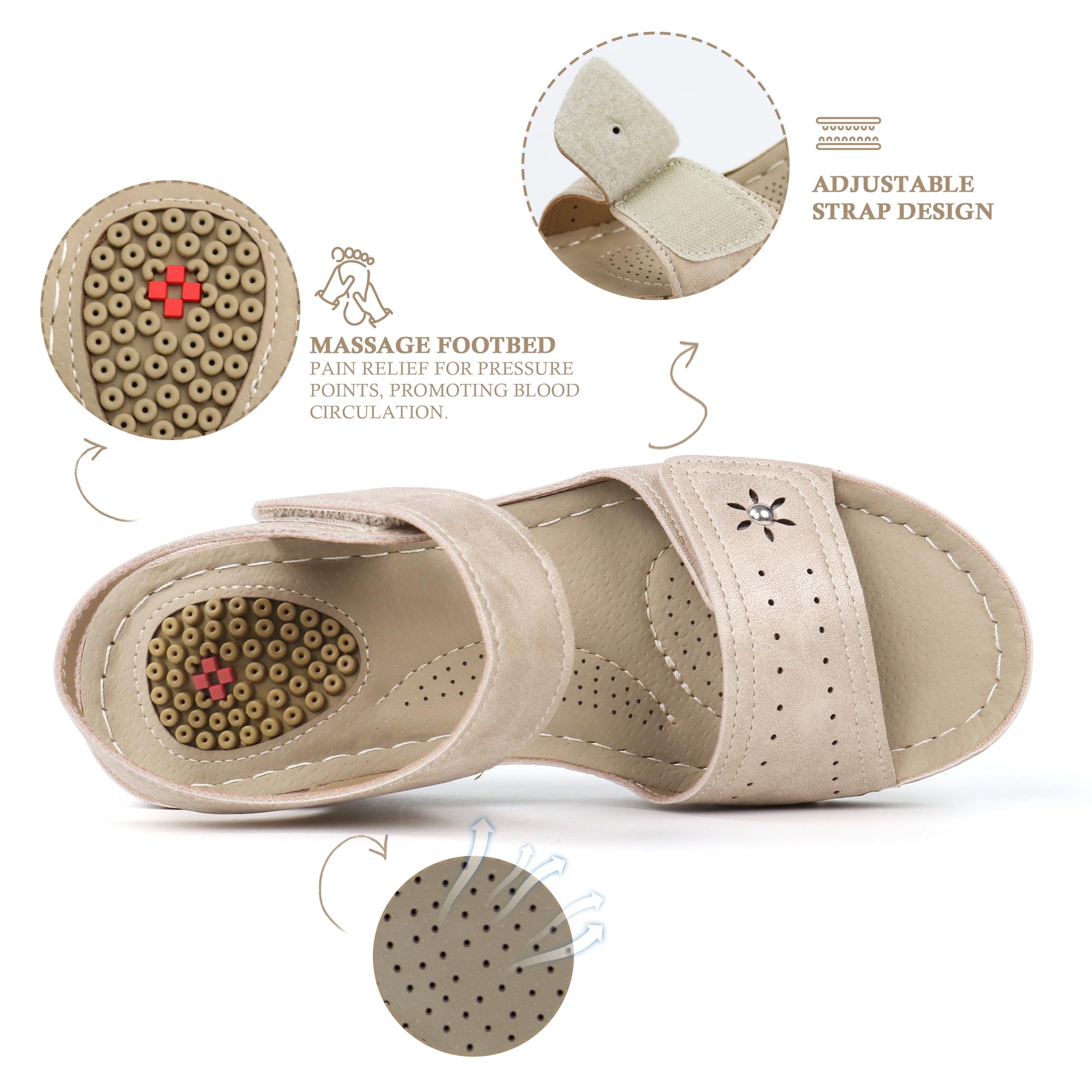 **JABASIC Women's Comfortable Orthotic Walking Sandals with Arch Support - Perfect for Travel, Hiking & Everyday Wear**