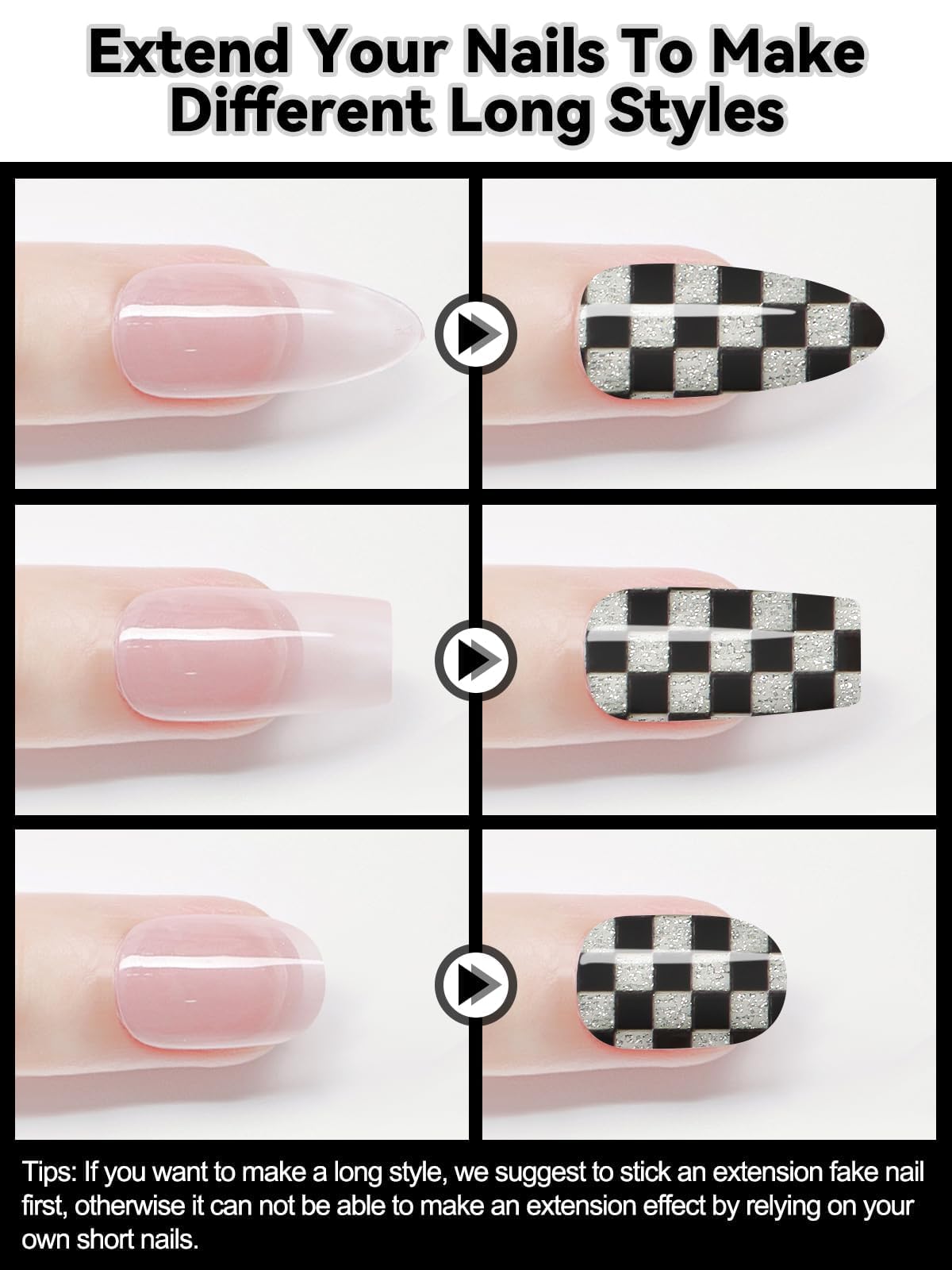 32PCS Semi-Cured Gel Nail Strips - Long Lasting Nail Polish Stickers with Shiny Finish | Full Coverage Nail Wraps for Gel Nail Art | UV/LED Lamp Required | Black Plaid Design | Perfect for Home Manicures, Parties & Special Occasions