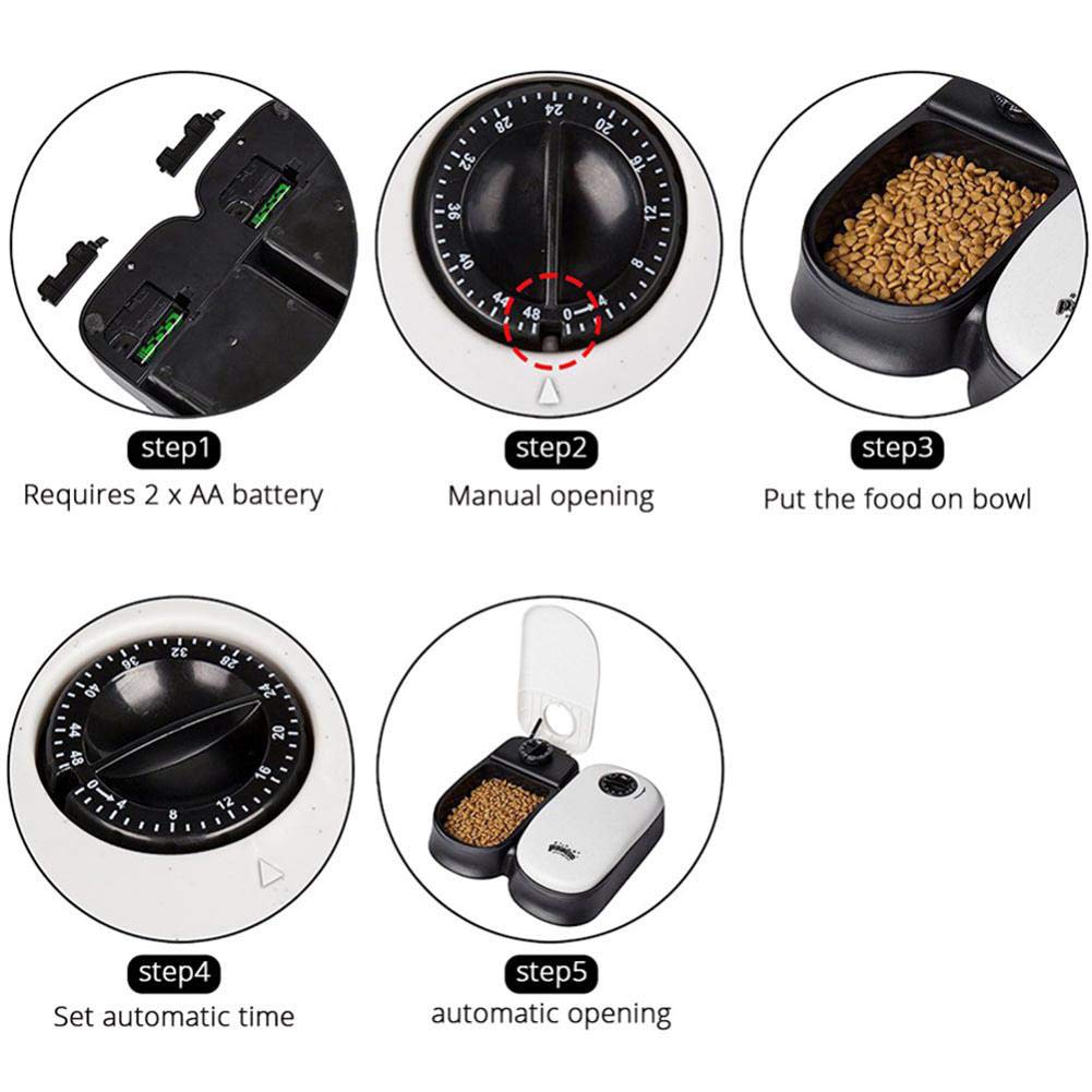 Automatic Cat Feeder & Dog Feeder - Programmable Timer Pet Food Dispenser for Wet & Dry Food, 1-2 Meals per Day, Battery Operated, Fresh Food Keeper - Perfect for Home, Office & Travel Use