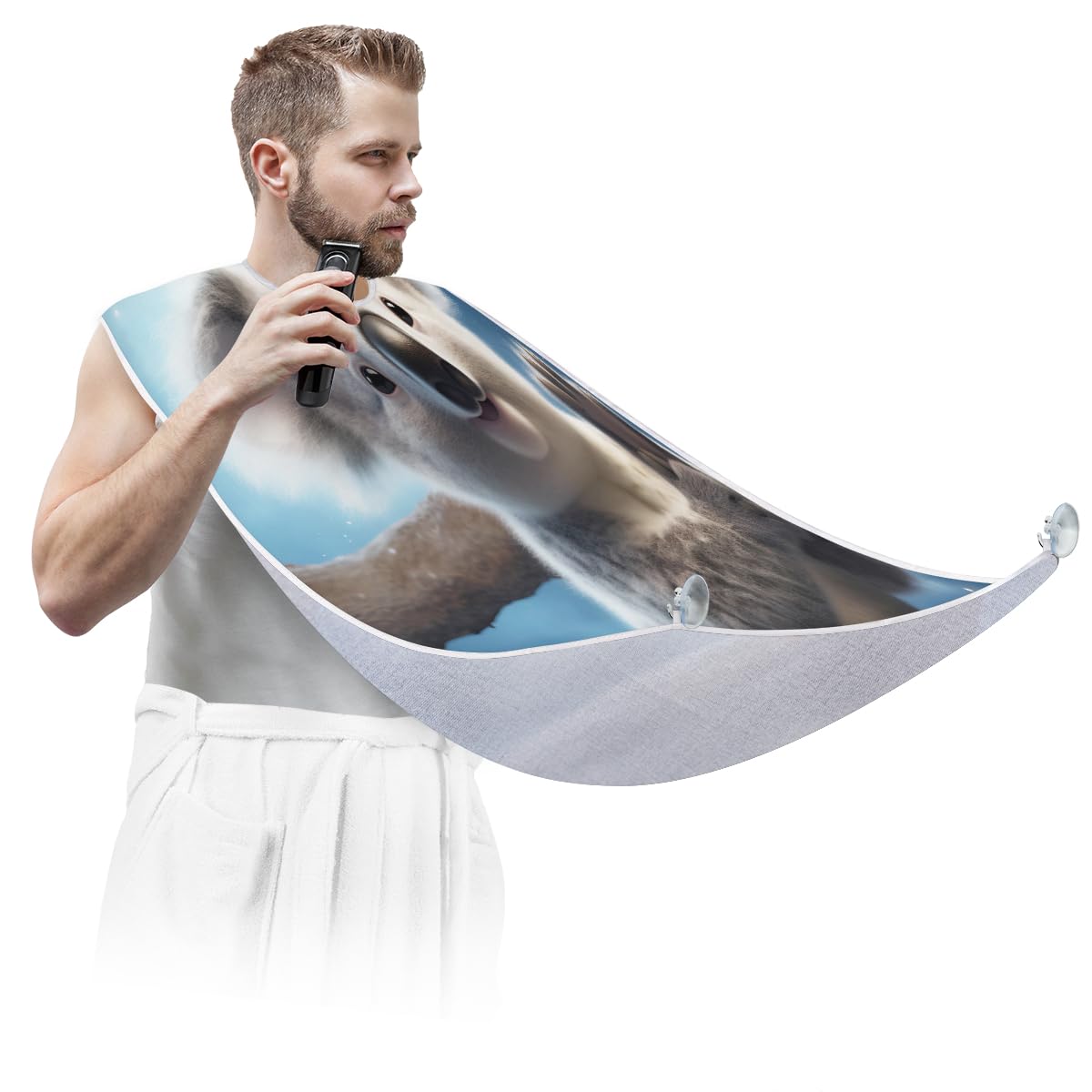 Cute Koala Star Beard Shaving Bib for Men - Waterproof Hair Dye Apron & Makeup Cape for Barbers, Stylists & DIY Haircuts - Sink Hair Catcher & Beard Trimming Accessory - Perfect Gift for Grooming & Salon Use