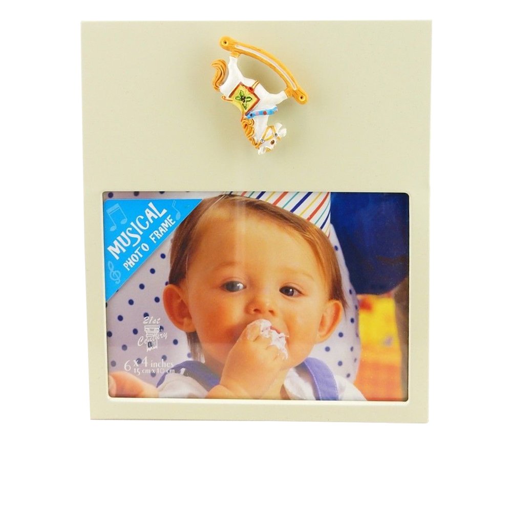 Musical Rocking Horse Photo Frame - Nursery Decor & Keepsake Gift for Baby Showers
