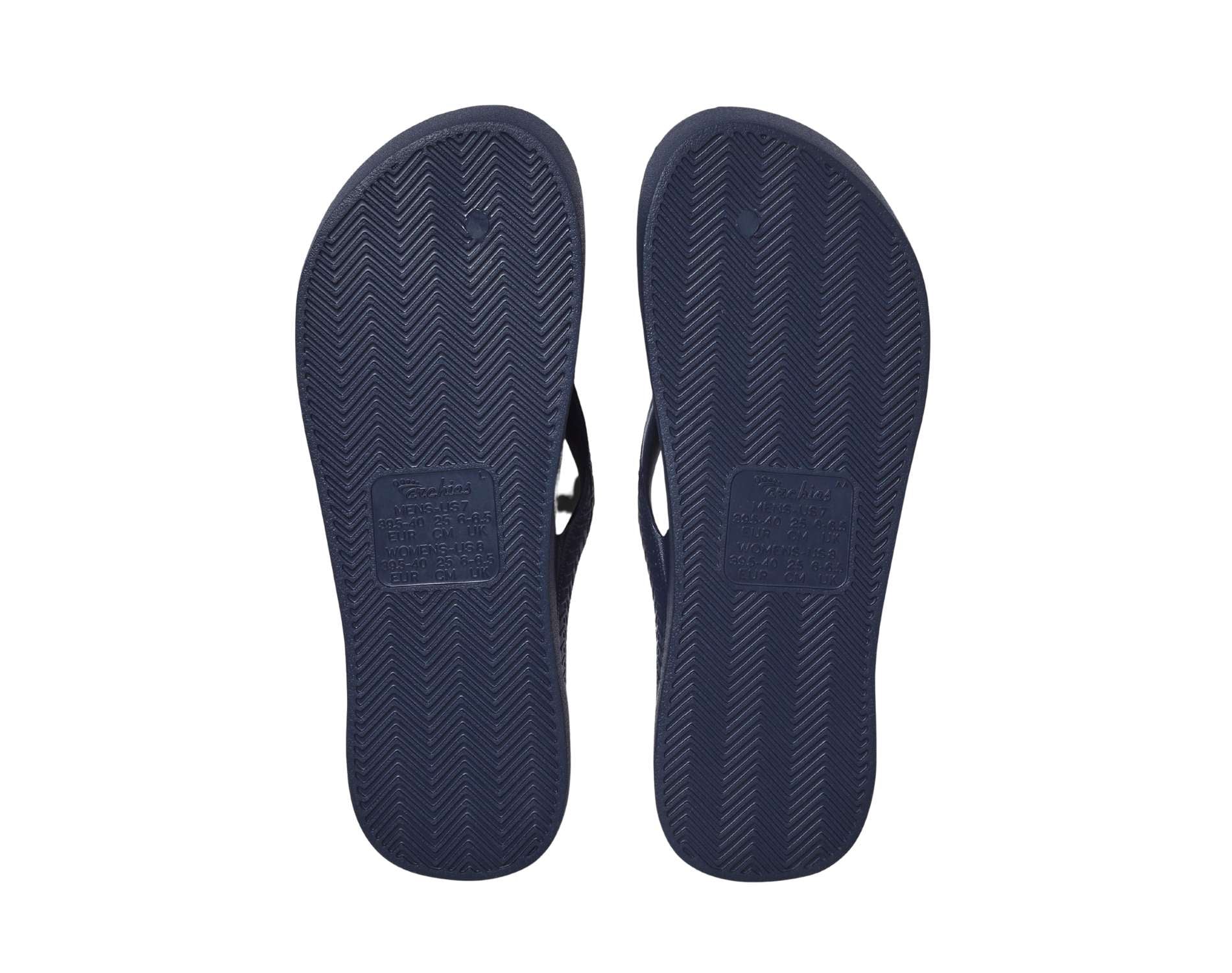 Archie's Arch Support Thongs for Women - Comfortable Navy Blue Flip Flops with Orthotic Support - Perfect for Beach, Pool & Casual Wear