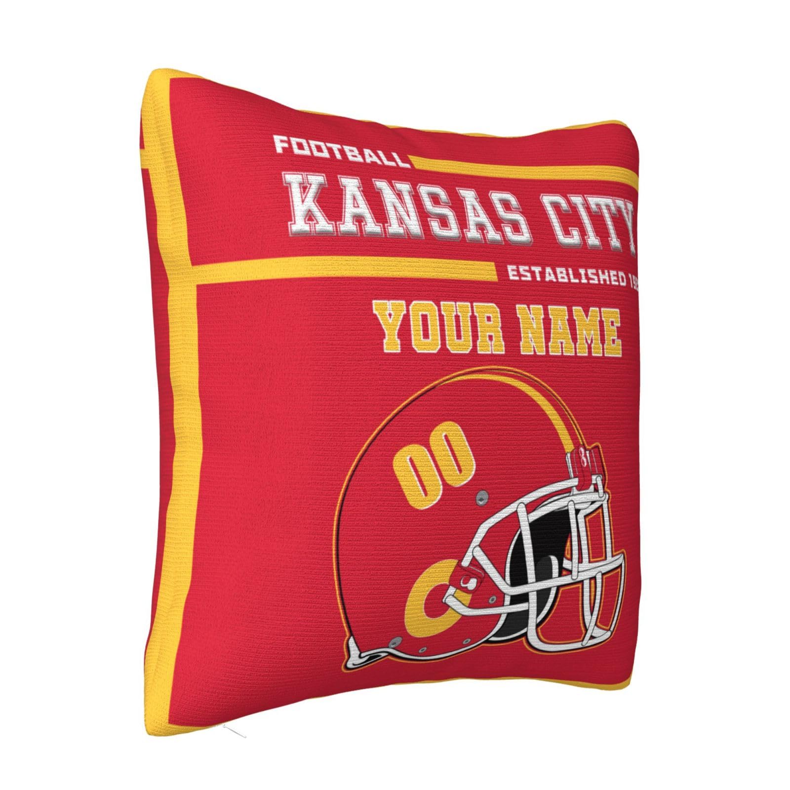 Custom Kansas City Throw Pillow Covers - Personalized Name & Number Pillowcases for Sports Fans | Unique Gifts for Men, Women & Youth | Perfect for Home Decor, Game Day & Fan Cave