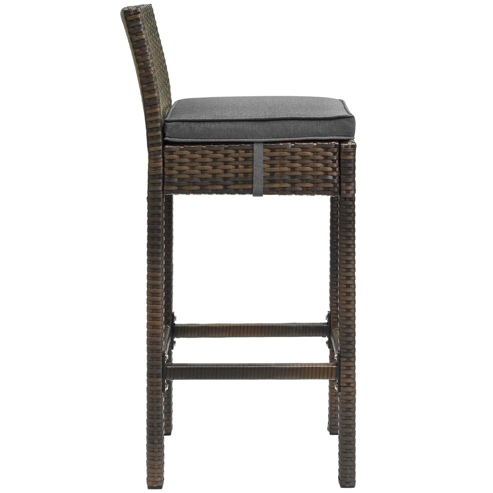 Outdoor Patio Bar Stool - Wicker Rattan Bar Height Stool with Conduit Frame - Perfect for Backyard, Garden, and Poolside Seating