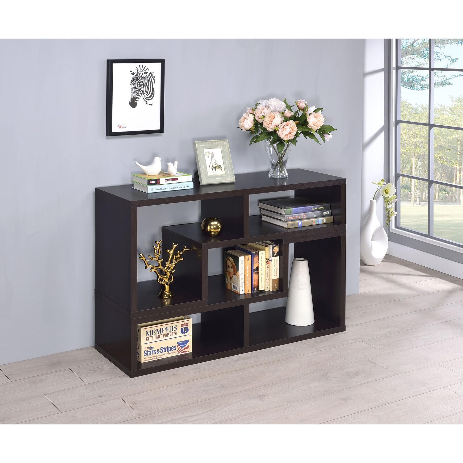 Convertible TV Stand and Bookcase Combo in Cappuccino Finish - Coaster Furniture 800329 - Perfect for Living Room, Home Theater, and Office Storage