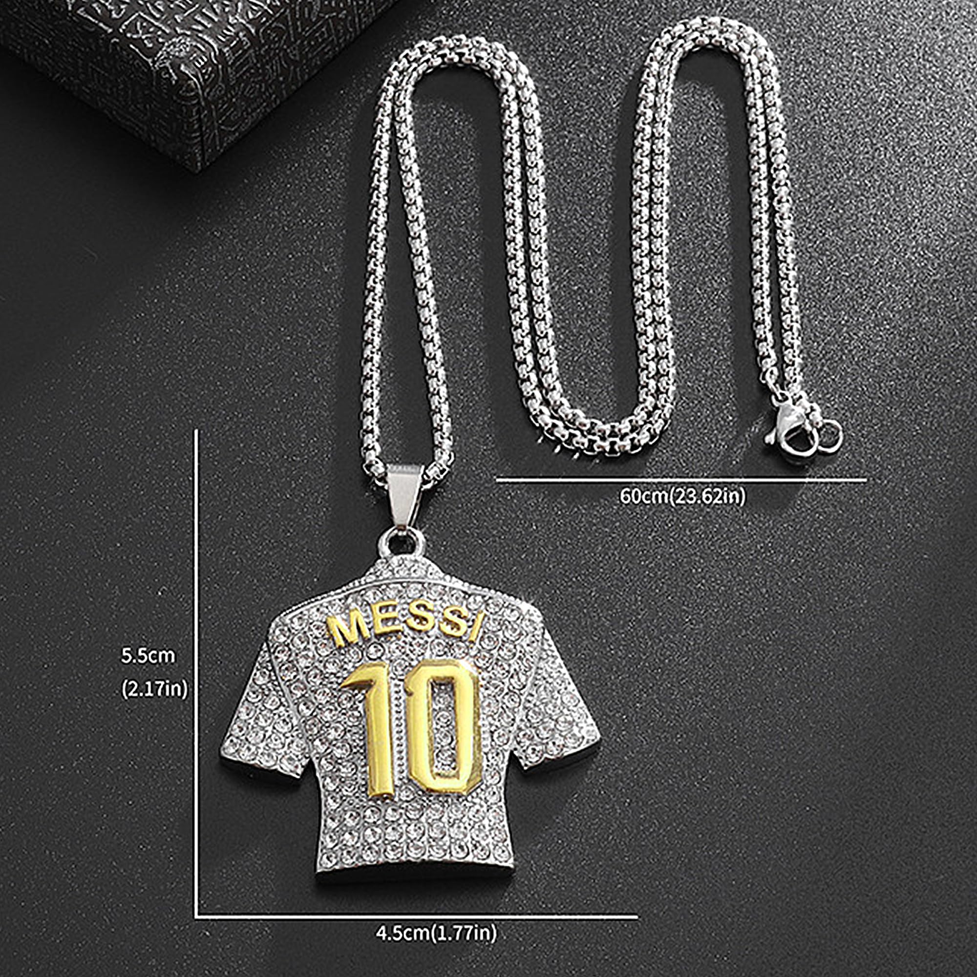 Number 10 Soccer Jersey Pendant Necklace - Titanium Steel Football Jersey Necklace for Miami Fans - Perfect Gift for Soccer Players and Supporters - Great for Game Days, Fan Events & Birthday Presents