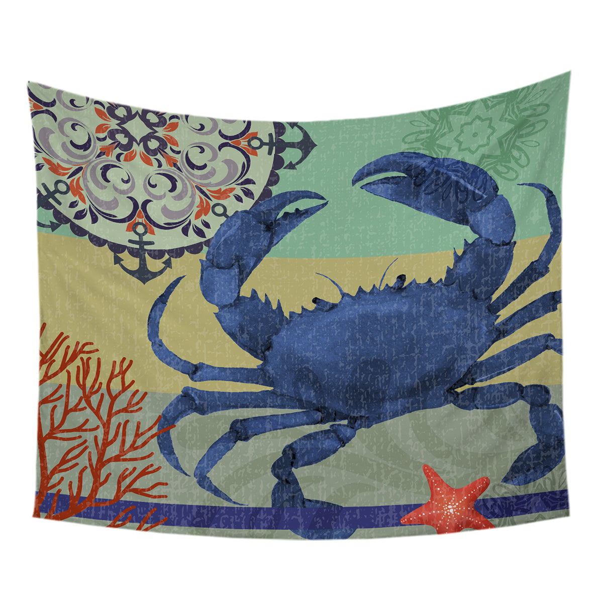 Crab Passion Tapestry Wall Hanging - Vibrant Crab Design Home Decor for Living Room, Bedroom, Dorm - Perfect for Beach House, Coastal Decor & Boho Style