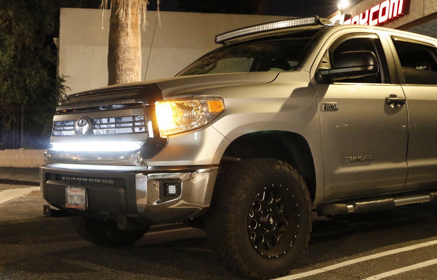 126W 45 LED Light Bar with Behind Grille Mount Bracket for 2014-2021 Toyota Tundra - Off-Road Lighting for Trucks, Camping & Night Driving