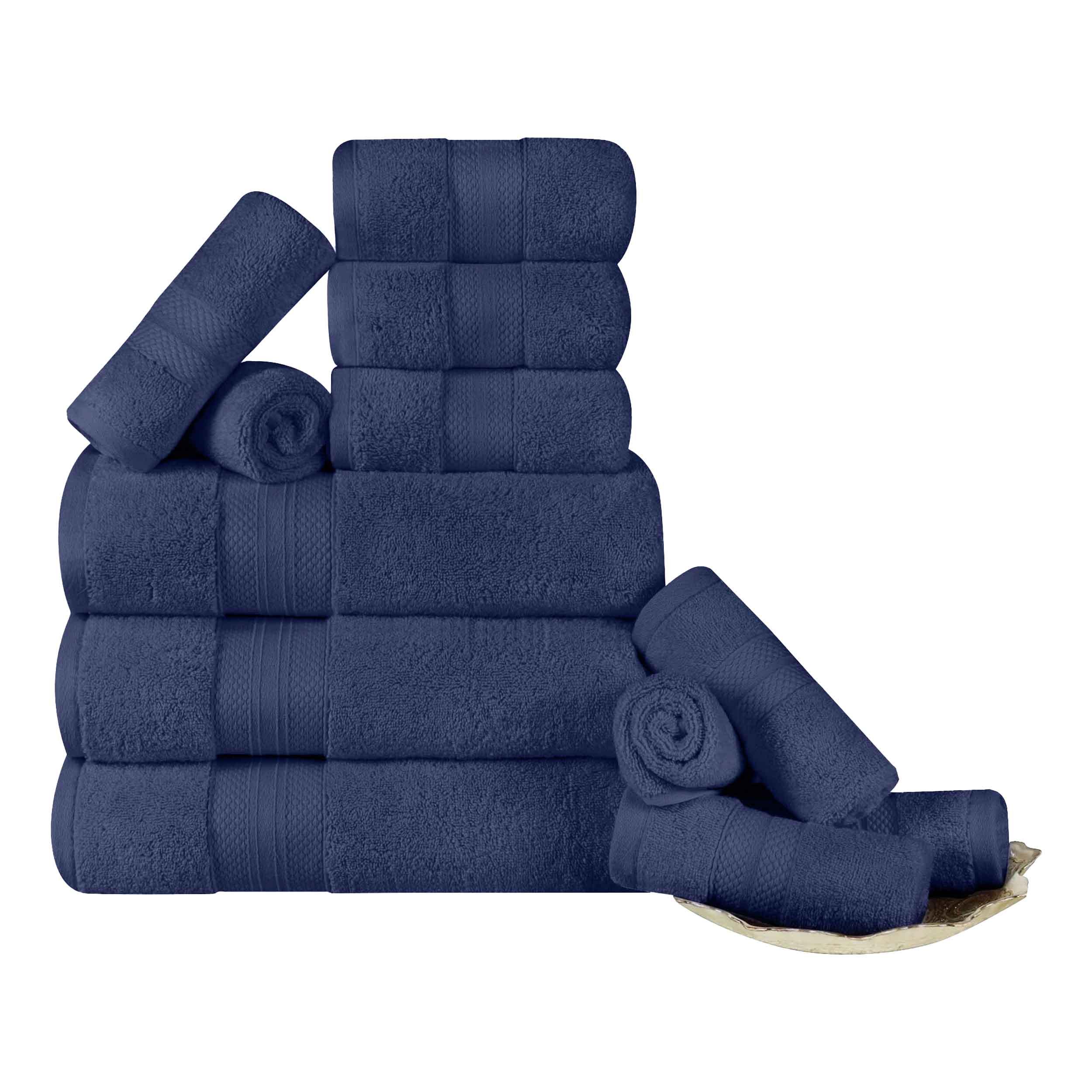 Premium 12-Piece Ultra Plush Turkish Cotton Towel Set - Highly Absorbent, Soft & Luxurious Bath Towels for Spa, Gym, Beach & Home Use