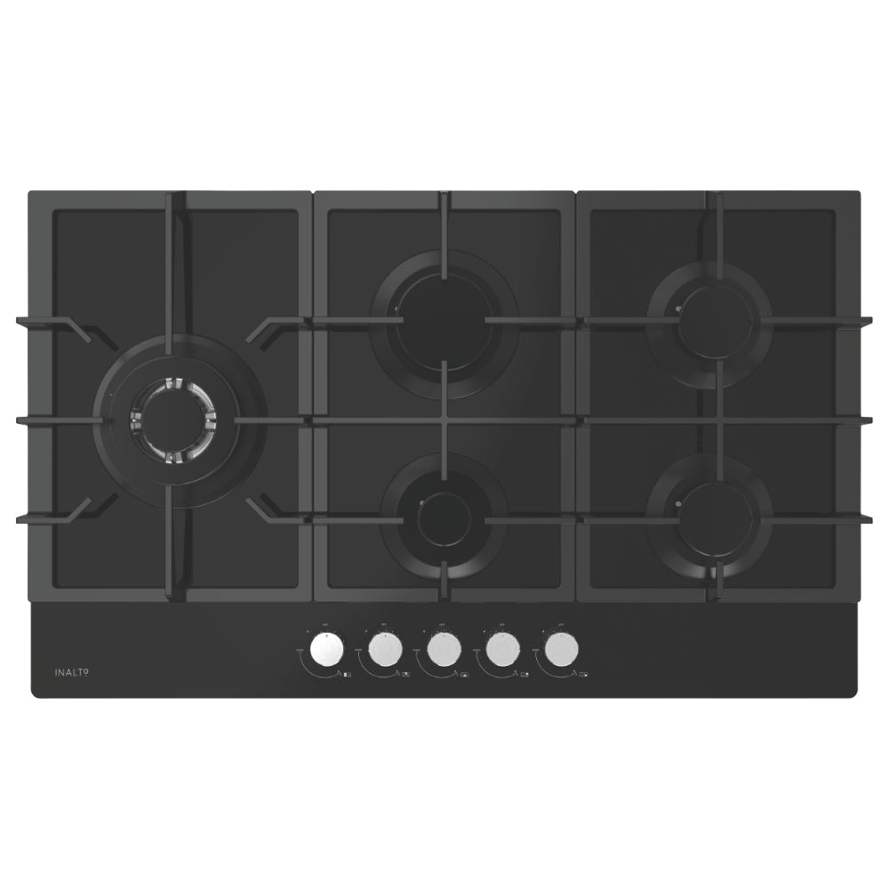 InAlto 90cm Gas on Glass Cooktop with High-Power Wok Burner - ICGG905W - Perfect for Asian Cooking, Stir-Frying & Professional Home Kitchens