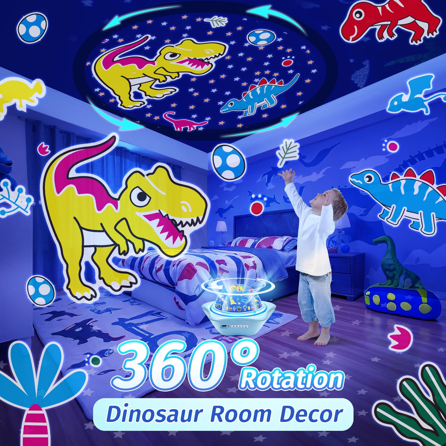 Onefire Star Projector Night Light for Kids - Dimmable Ceiling Projector with Glow in the Dark Stars, Remote Control Dinosaur Toy for Boys & Toddlers | Perfect for Bedroom Decor, Nursery Night Light, and Dinosaur-Themed Gifts