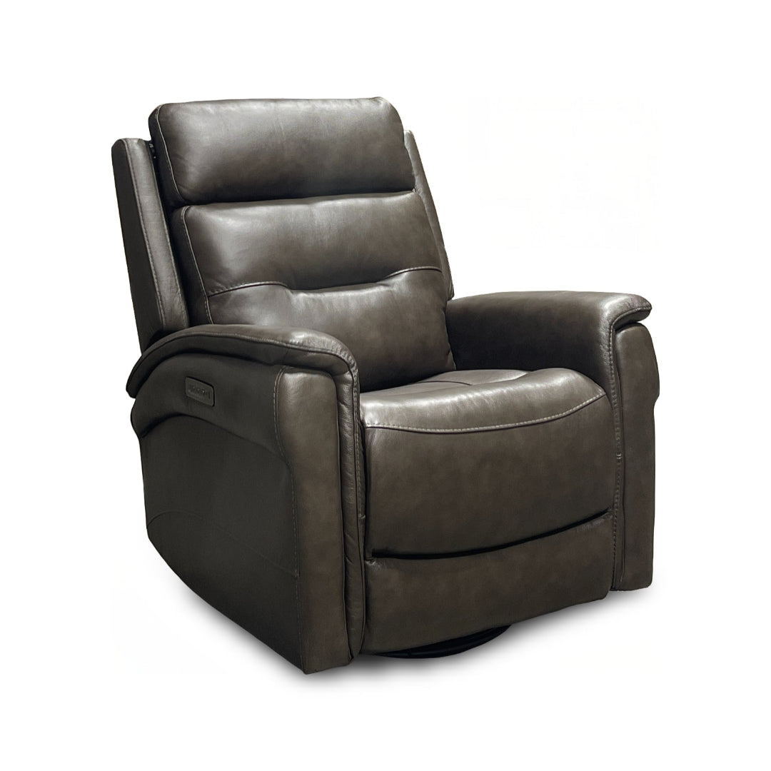 Premium Duncan Leather Power Swivel Glider Recliner Chair - Adjustable Electric Lift Reclining Sofa with Smooth 360° Rotation | Perfect for Living Room, Home Theater & Relaxation Spaces
