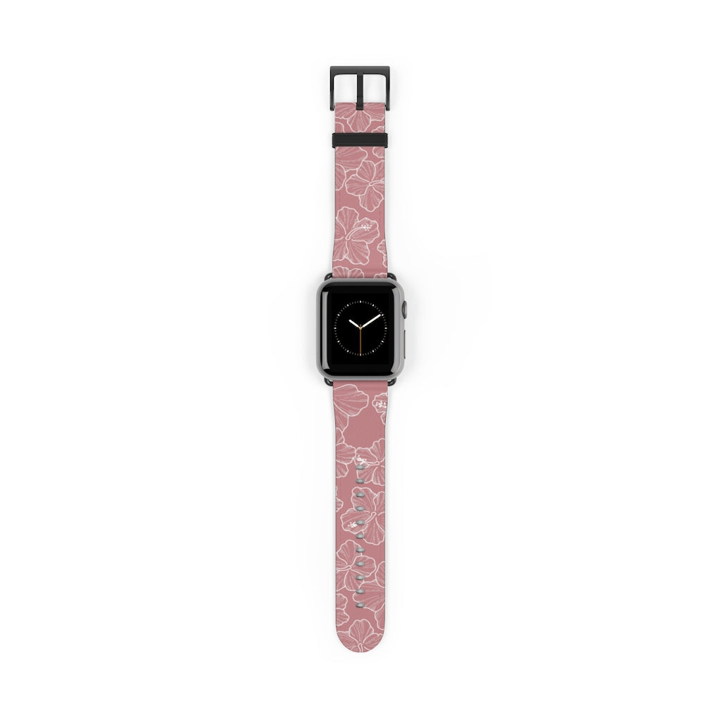 Premium Hibiscus Mauve Apple Watch Band - Soft Silicone Strap for Women & Men - Compatible with All Apple Watch Models - Perfect for Workouts, Running & Everyday Wear