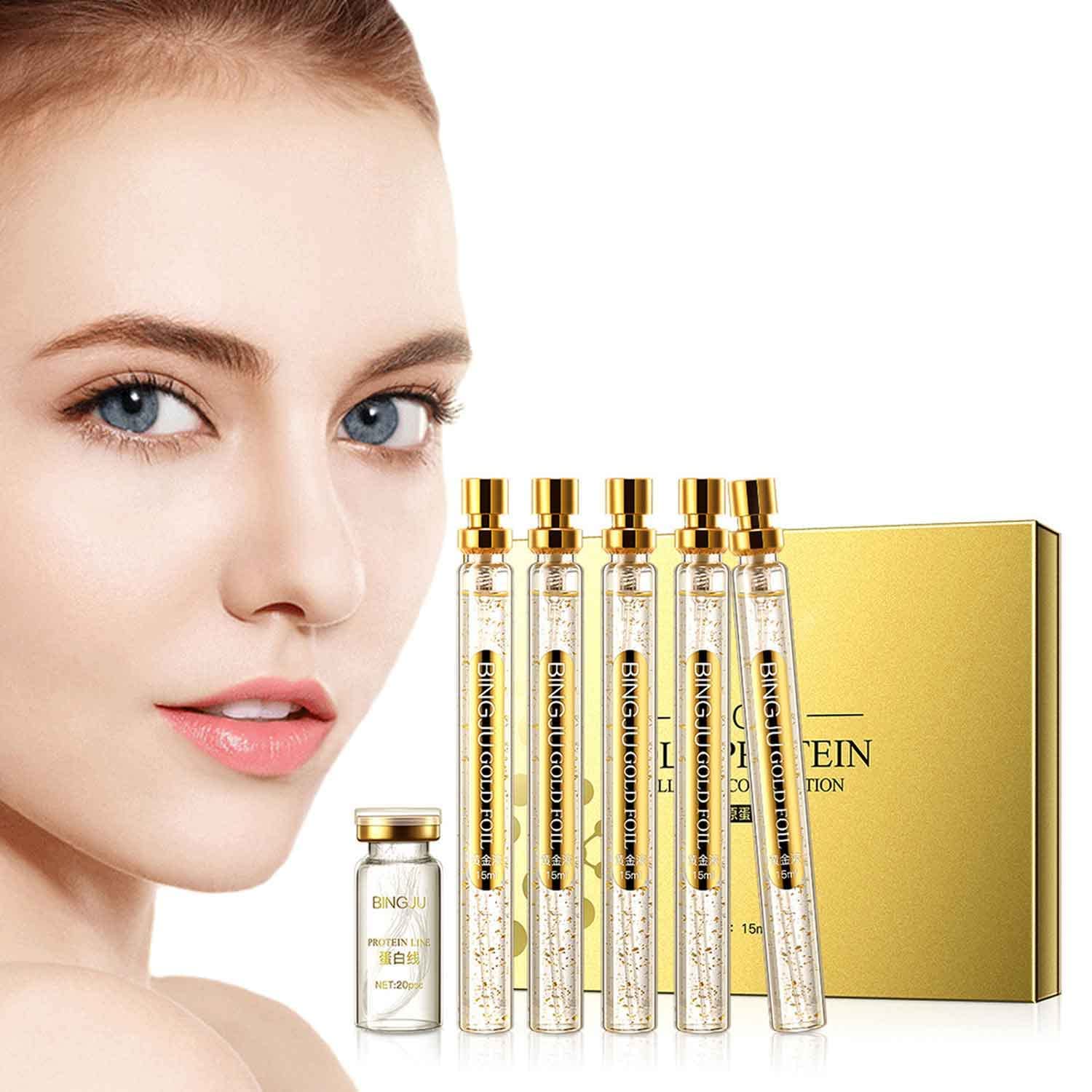 2022 Instalift Korean Protein Thread Lifting Set with Soluble Threads & Nano Gold Essence - Anti-Aging Wrinkle Reduction Treatment for Face & Neck - At-Home Skincare Routine for Fine Lines & Firming (1 Set)