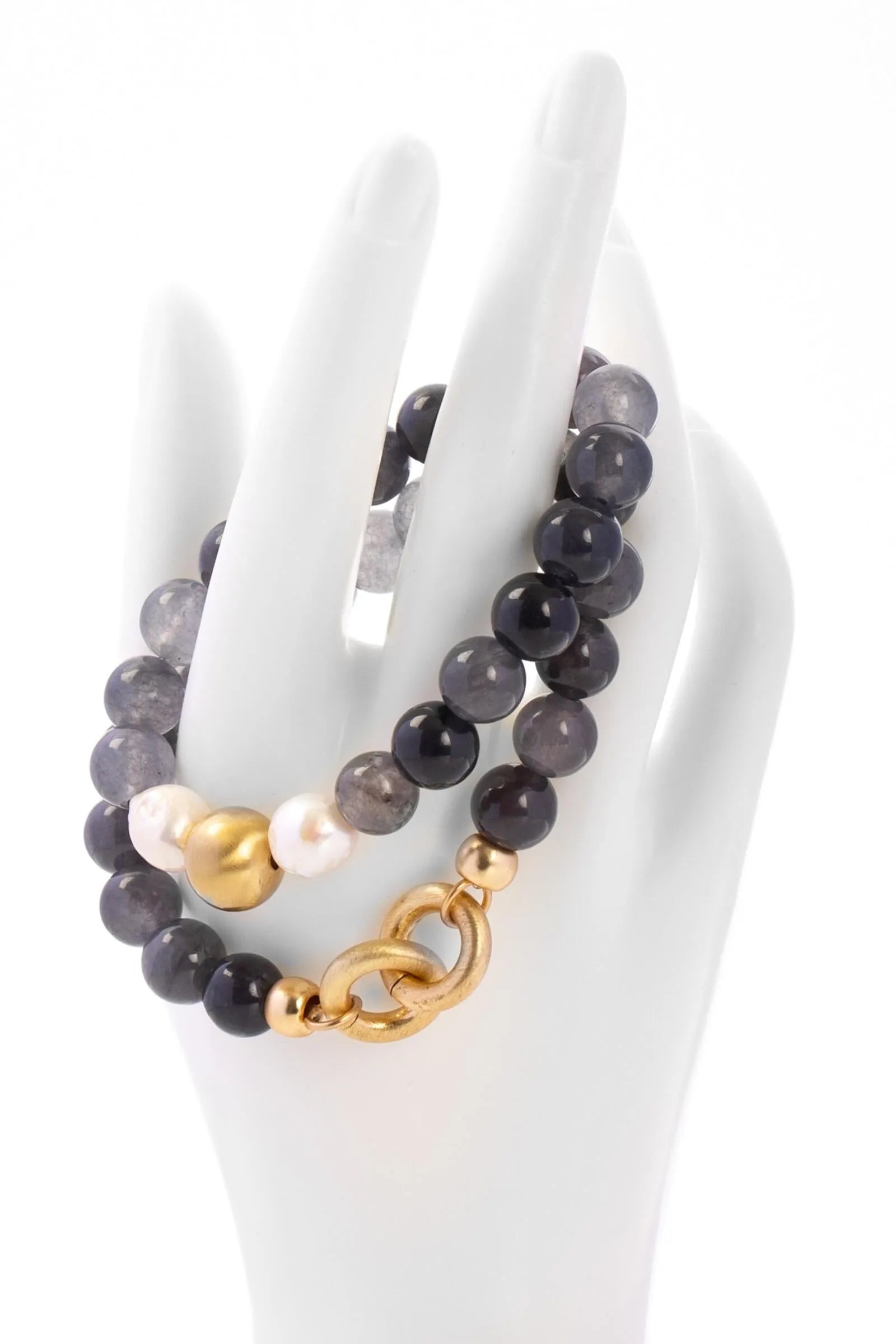 Pearl Stone Stretch Bracelet Set for Women - Natural Gemstone Beaded Elastic Bracelets - Boho Chic Jewelry for Everyday Wear, Yoga & Meditation