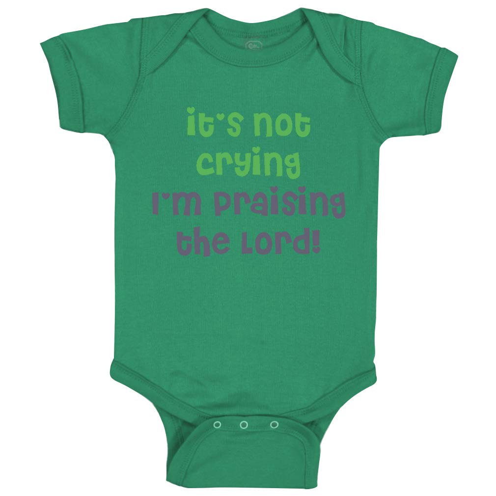 Funny Christian Baby Bodysuit - 'It's Not Crying I'm Praising The Lord' Cotton Onesie for Boys & Girls | Newborn Infant Outfit in Kelly Green | Perfect for Church, Baptism & Family Photos