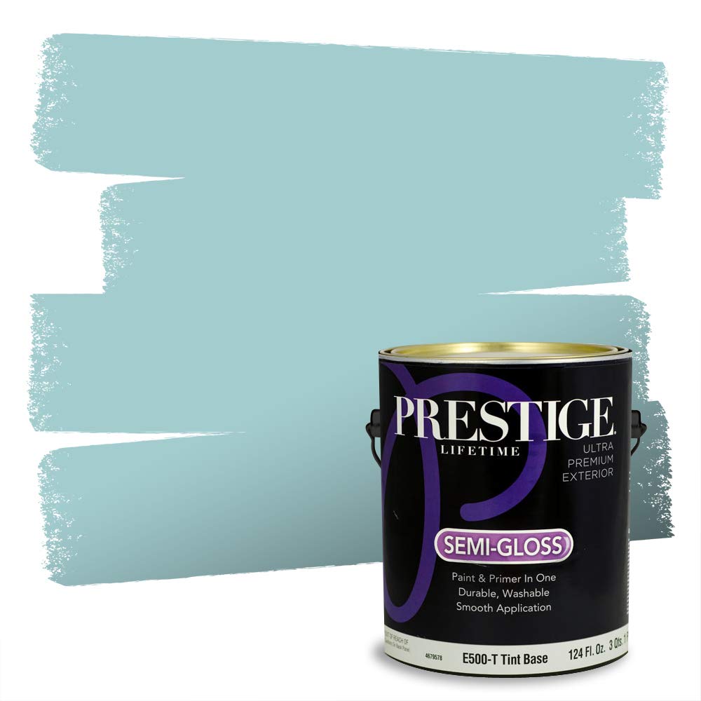 Prestige Exterior Paint and Primer in One - Aqueous Splash Semi-Gloss Finish - 1 Gallon for Home, Fence & Outdoor Projects - Weather-Resistant Coating