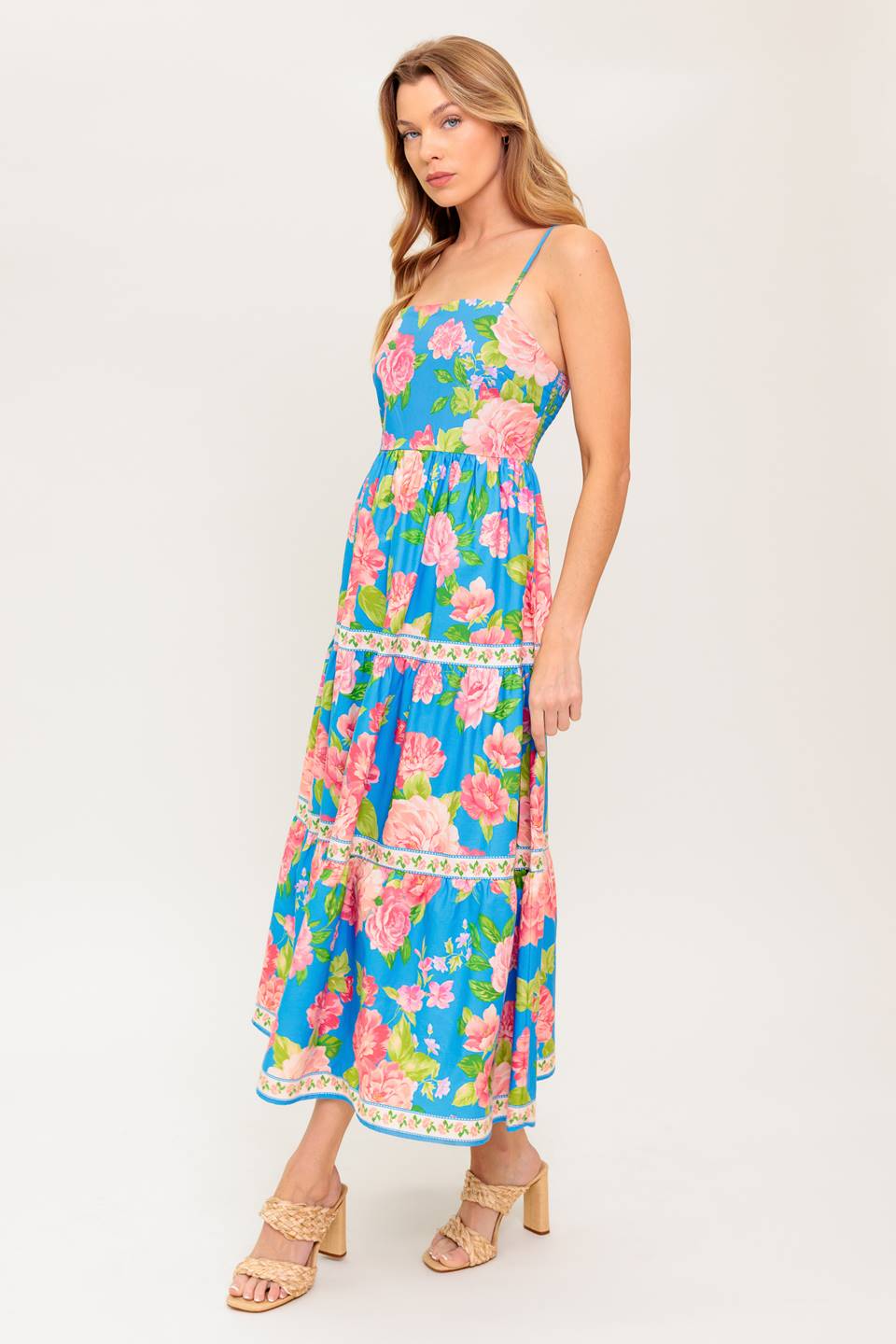 Blue Floral Midi Dress by DAYLIGHT MUSE - Elegant Summer Dress for Women, Perfect for Beach Vacations, Garden Parties & Date Nights