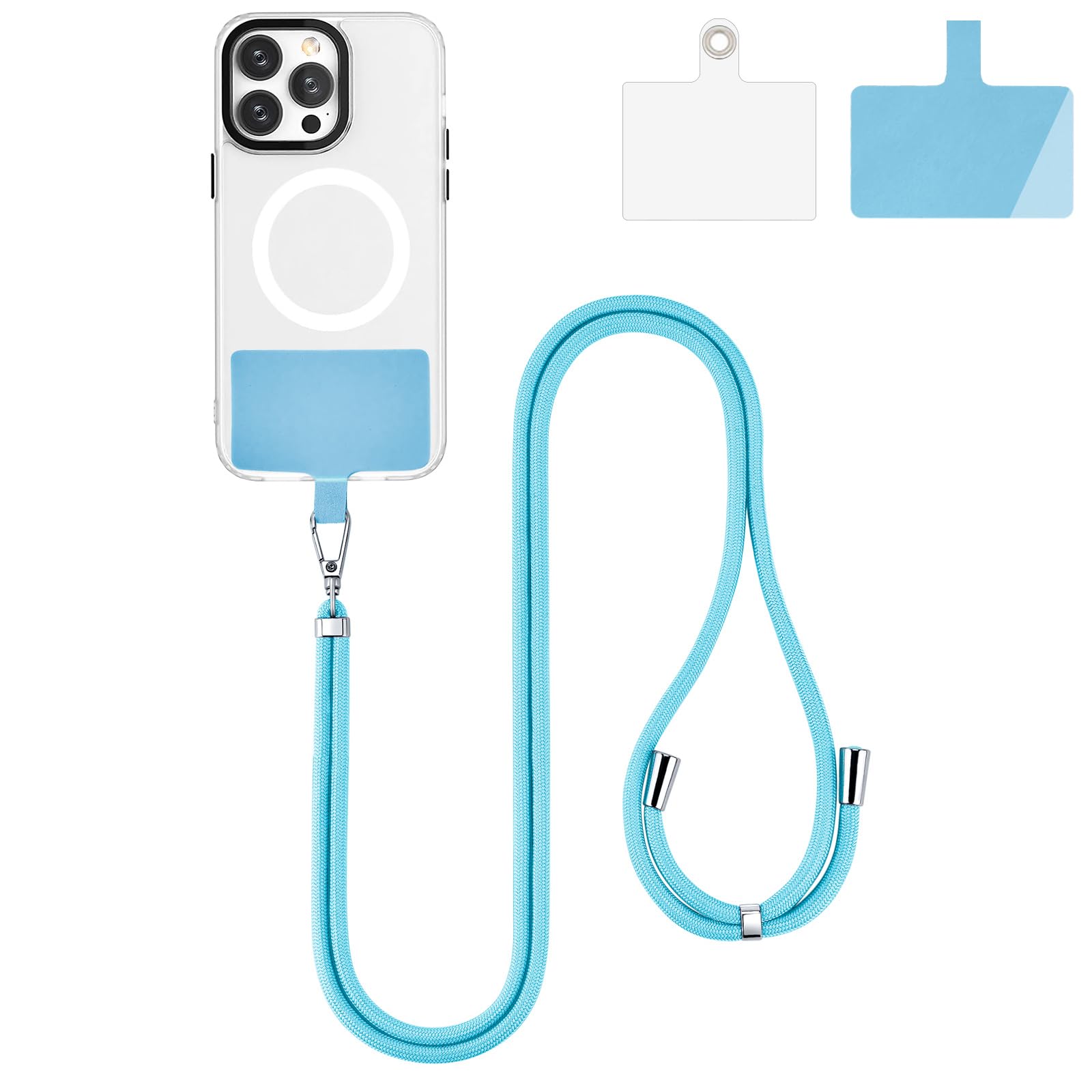 Adjustable Nylon Phone Lanyard for Smartphones - Sky Blue | Neck Strap for Work & Travel