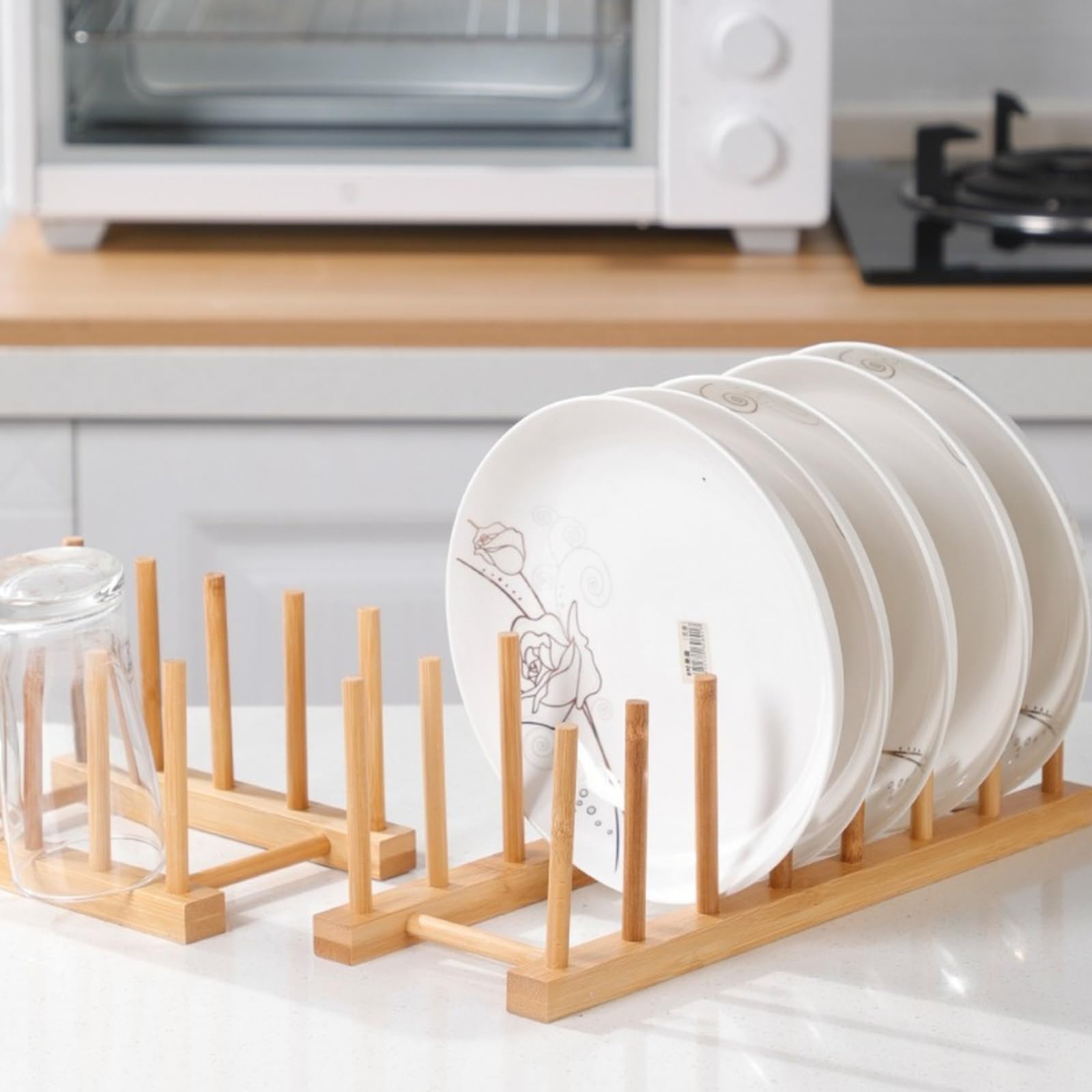 Bamboo Dish Drying Rack - Kitchen Organizer for Dishes & Cups | Space-Saving Countertop Storage