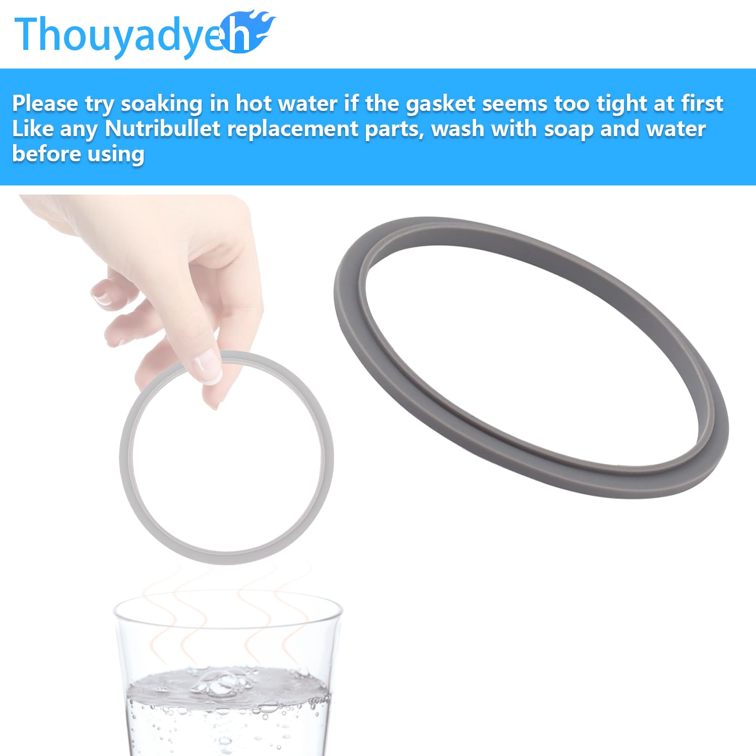 2-Pack NutriBullet Blender Replacement Rubber O-Ring Gaskets for 600W & 900W Series (NB-101B, NB-101S, NB-201) - Perfect for Smoothie Making & Food Blending