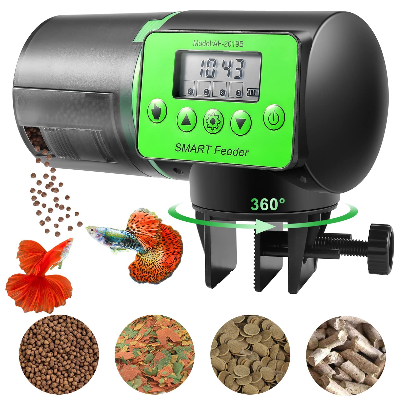 Castaroud Automatic Fish Feeder - Programmable Digital LCD Timer Aquarium Tank Feeder for Fish & Turtles - Large Capacity Smart Food Dispenser for Vacation & Daily Feeding