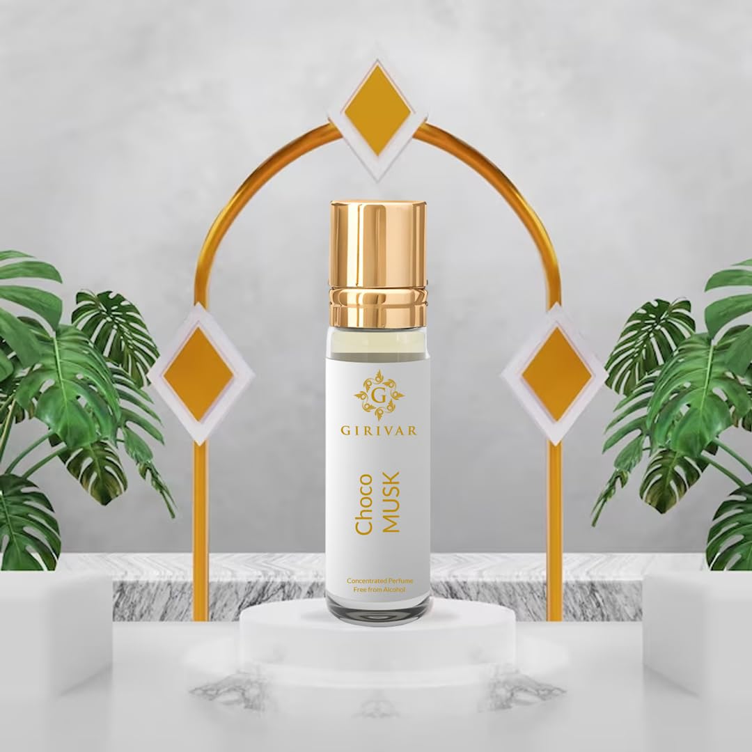 GIRIVAR FRAGRANCES Choco Musk Perfume Oil - 10ml Travel Size Roll On Bottle | Long Lasting Chocolate Scent | Perfect for Daily Wear, Date Nights & Gifts