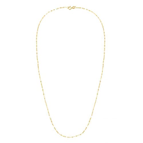 14K Solid Yellow Gold 1.4mm Mirror Rolo Chain Necklace with Lobster Claw Clasp - 16