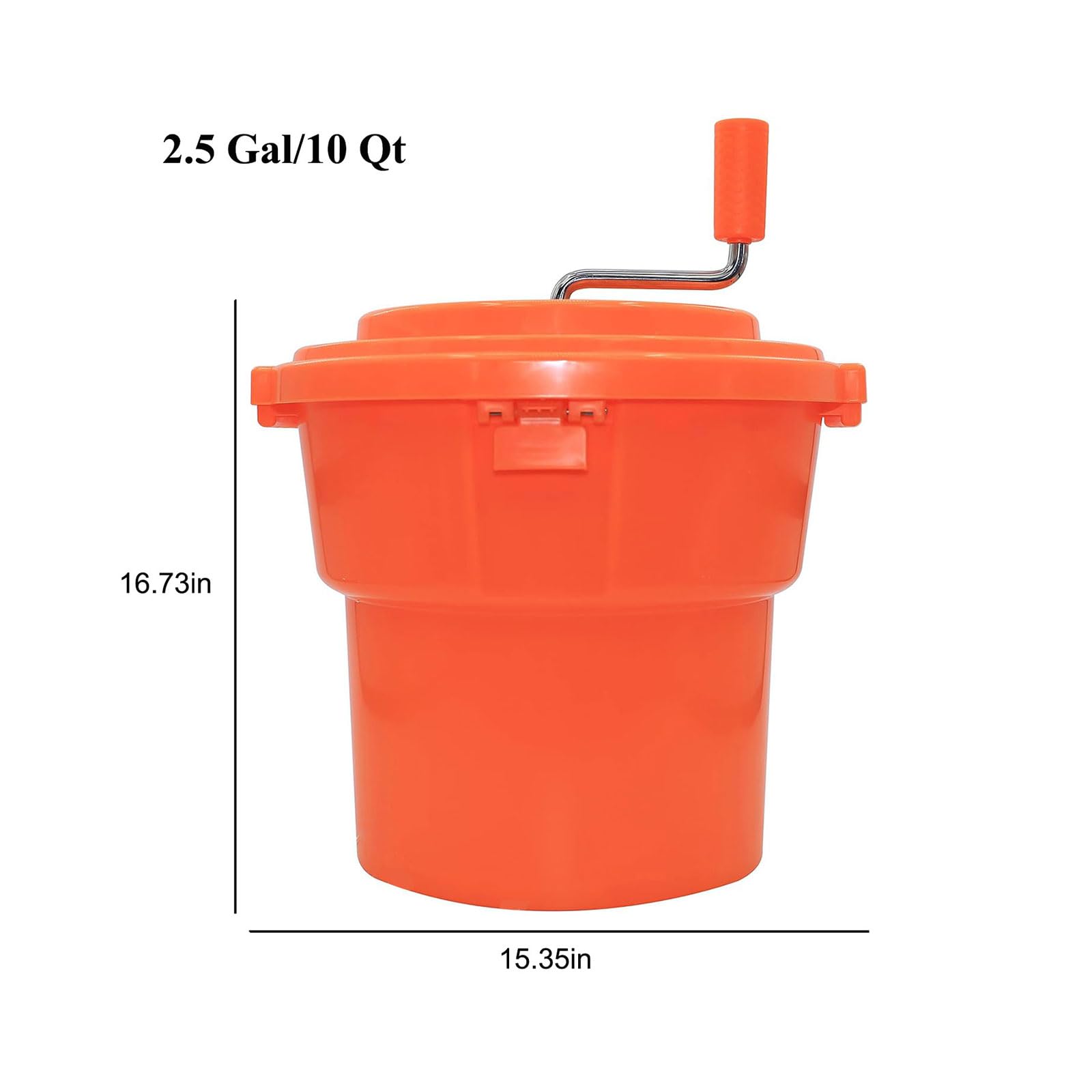 Commercial 2.5 Gallon Salad Spinner - Manual Lettuce Dryer for Vegetables & Fruits - Heavy Duty Restaurant Kitchen Tool (Orange) - Perfect for Restaurants, Catering & Home Meal Prep