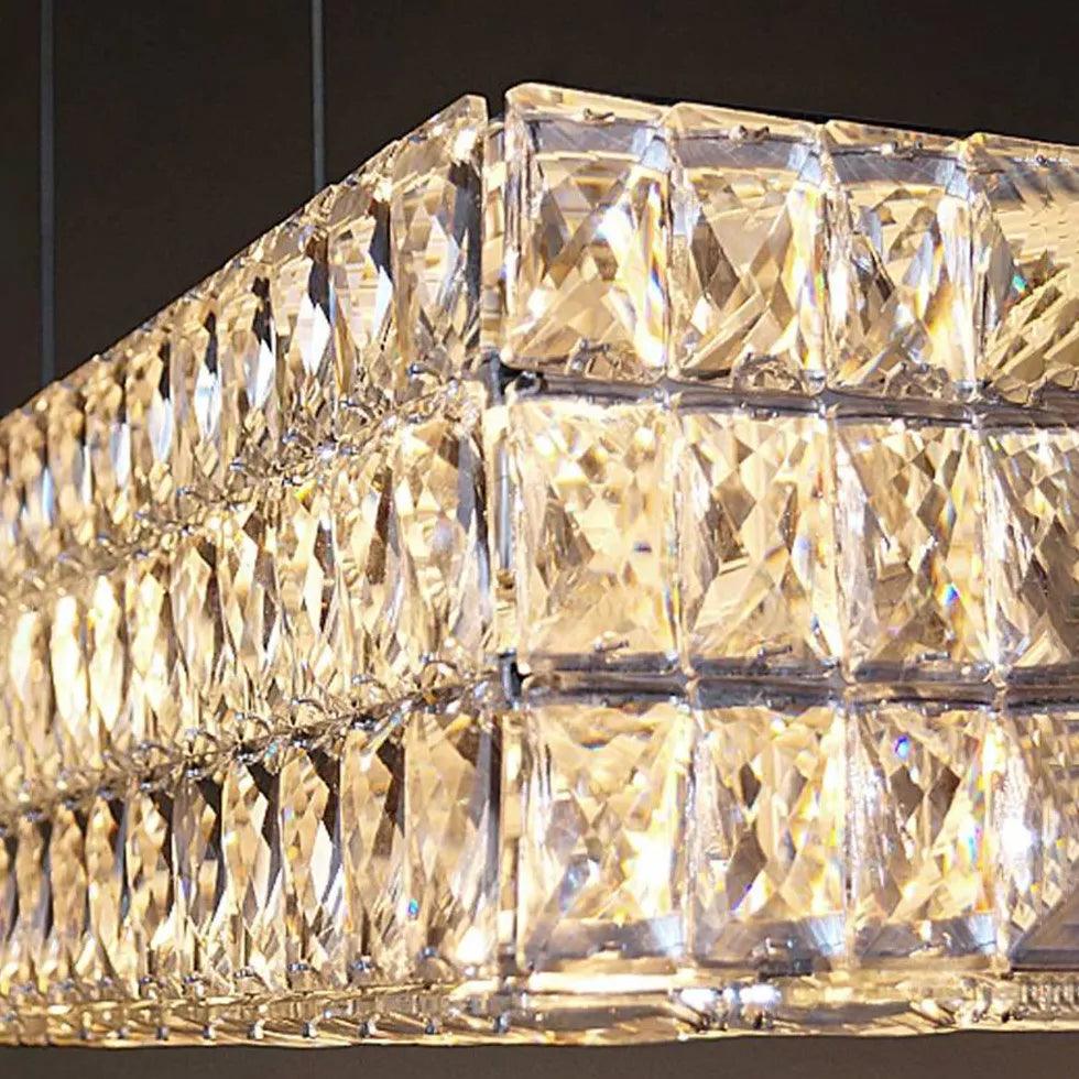 Diamond Cut Luxury Crystal Modern Pendant Light - Elegant Ceiling Fixture for Dining Room, Living Room, Bedroom & Foyer Lighting