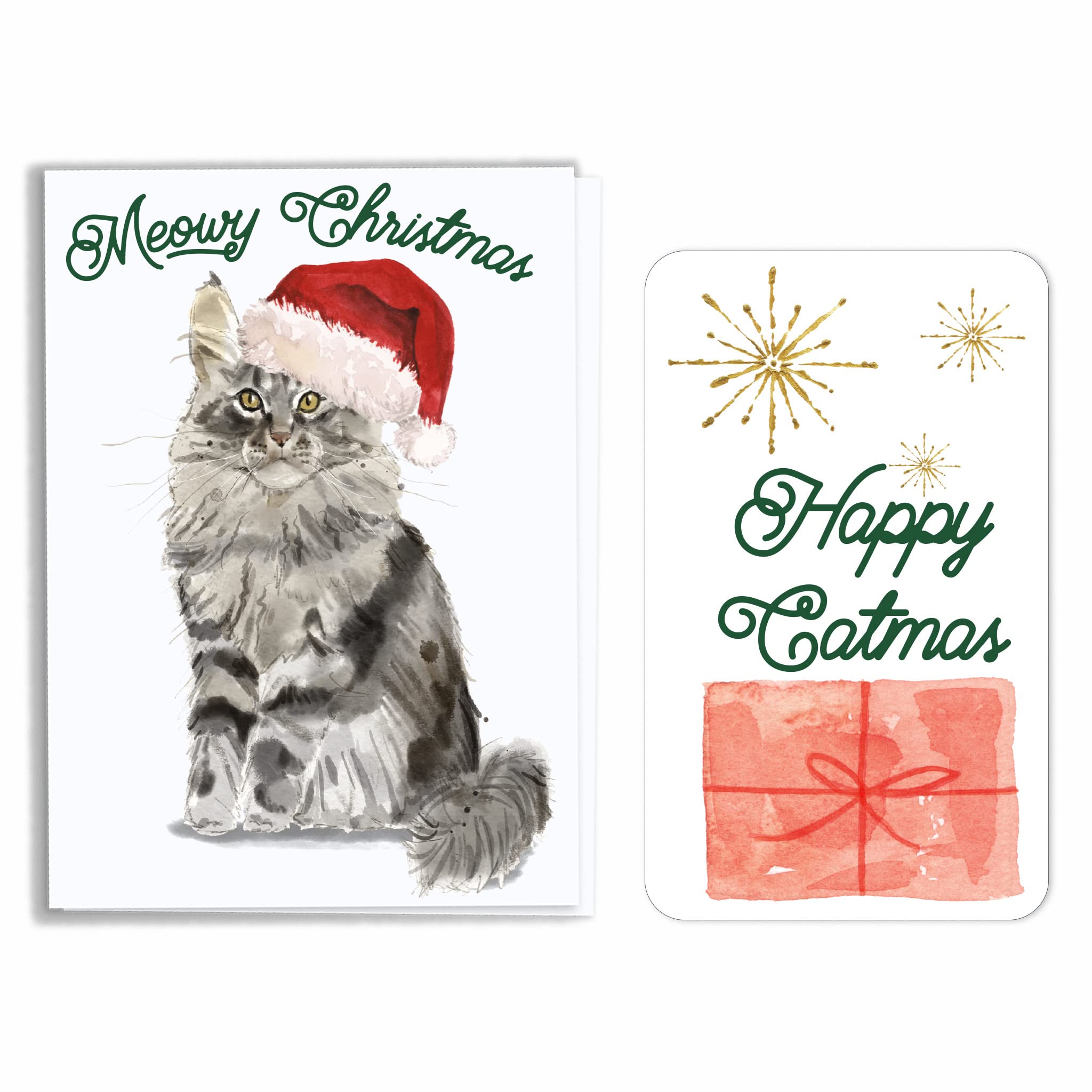 Funny Cat Christmas Card & Wine Label - Cat Lover Gift for Holiday Parties
